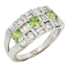 18K Diamond Demantoid Garnet Ring Estate White Gold ~1.1ctw