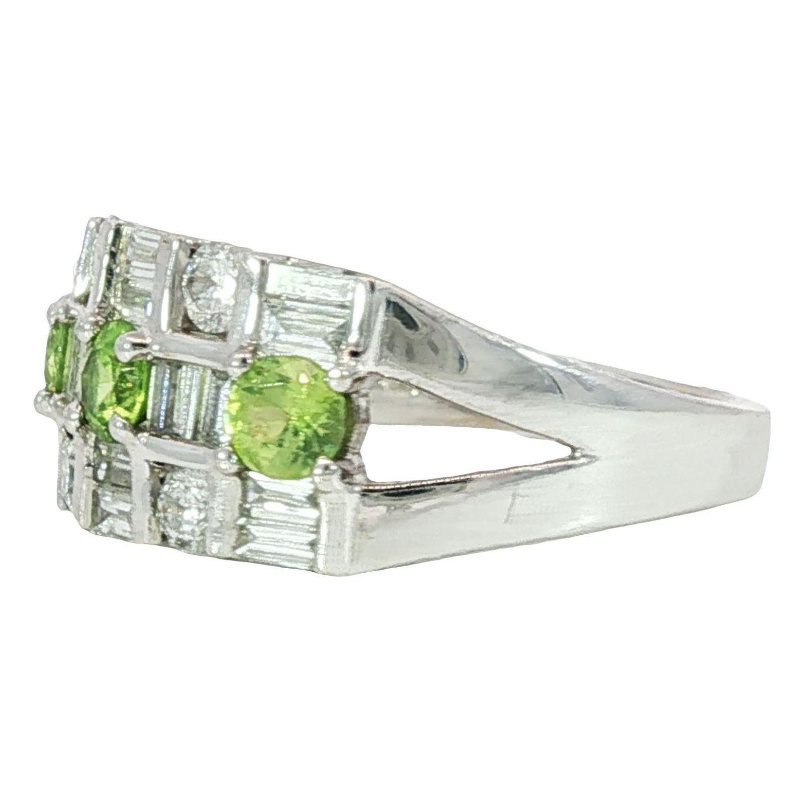 Bague en or blanc 18K diamant grenat démantoïde Estate ~1.1ctw Pour femmes en vente