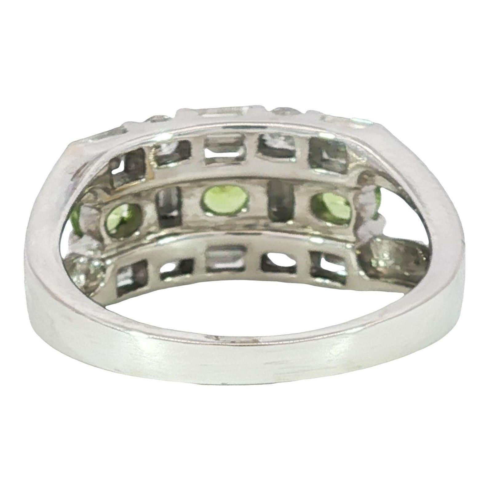 Bague en or blanc 18K diamant grenat démantoïde Estate ~1.1ctw en vente 2
