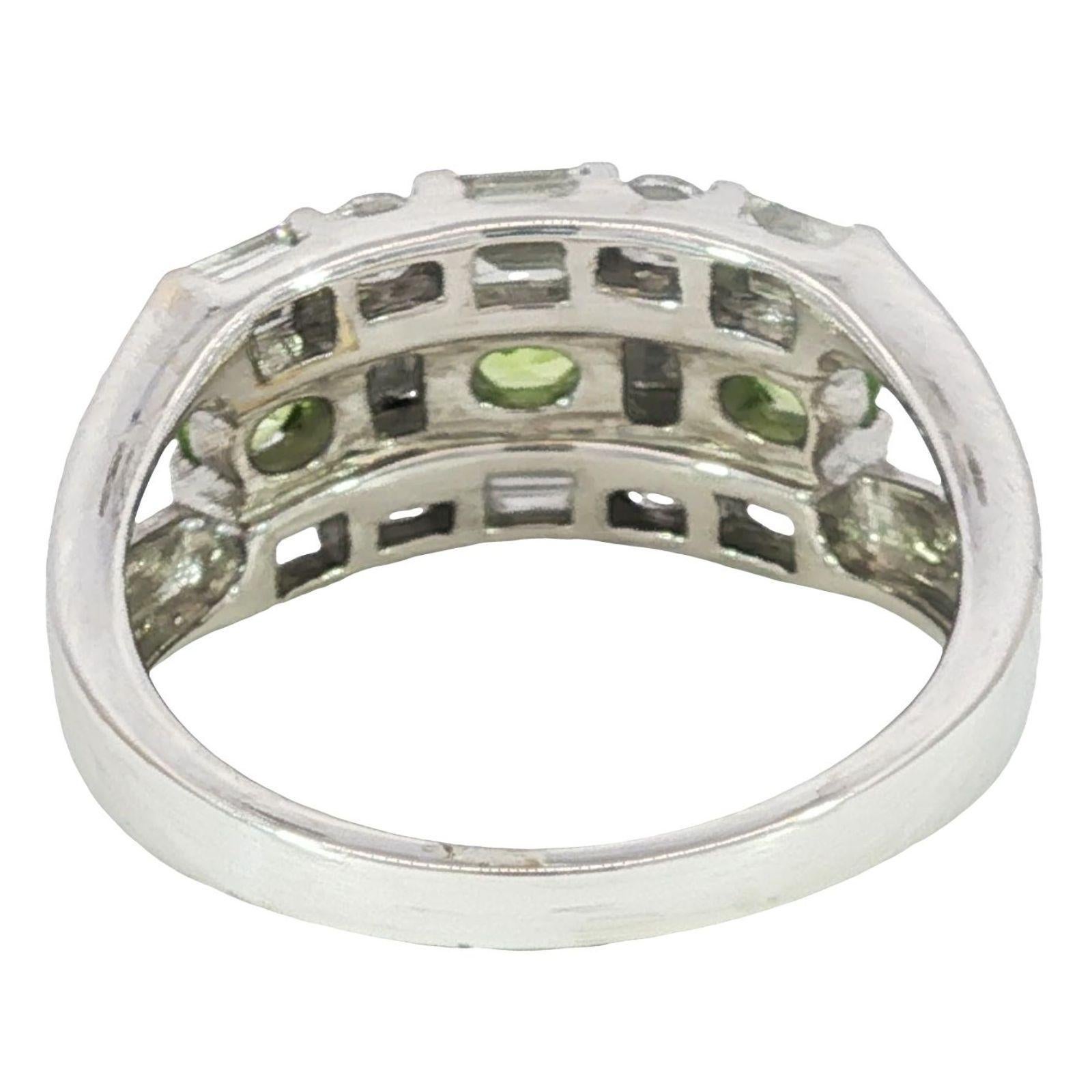 Bague en or blanc 18K diamant grenat démantoïde Estate ~1.1ctw en vente 4