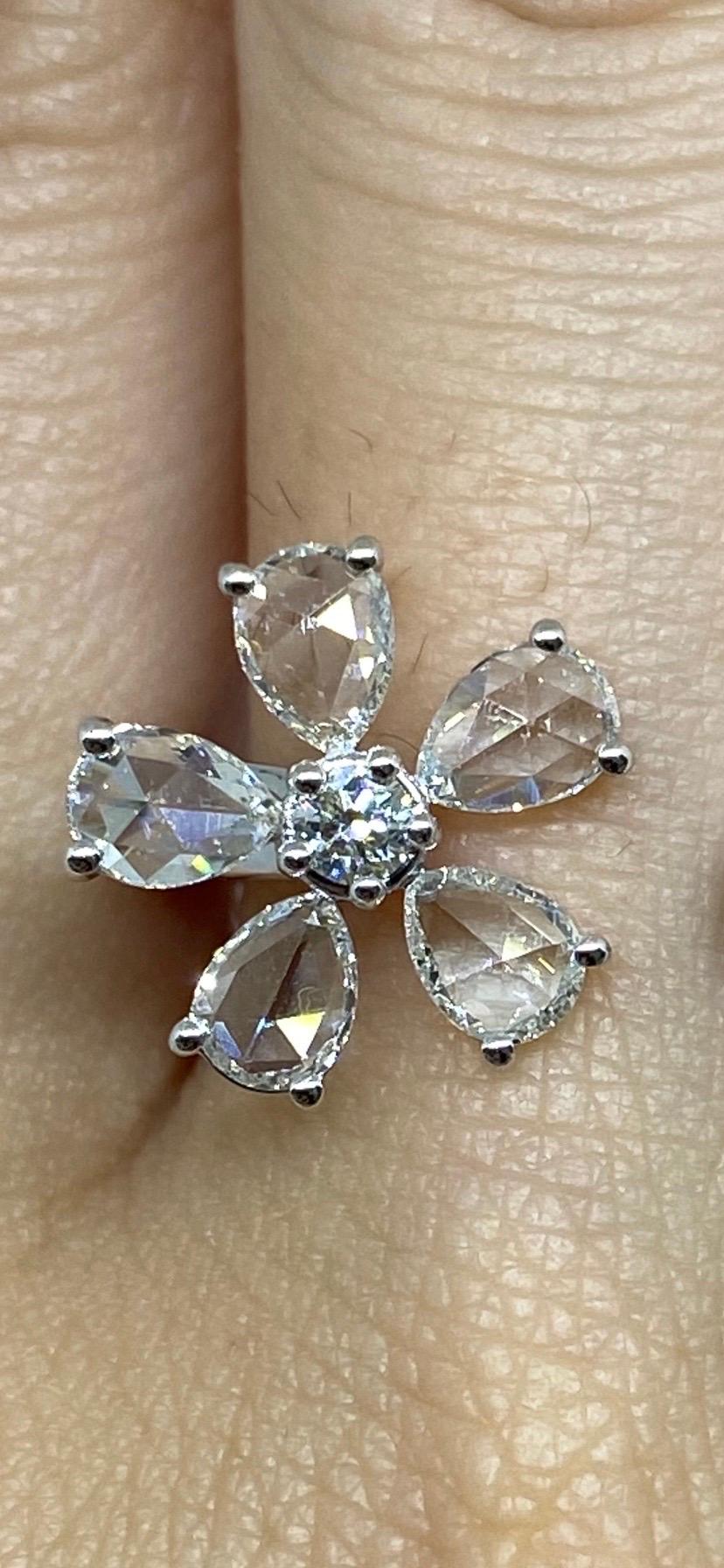 rosecut diamond with 3pcs 18ky gold ring