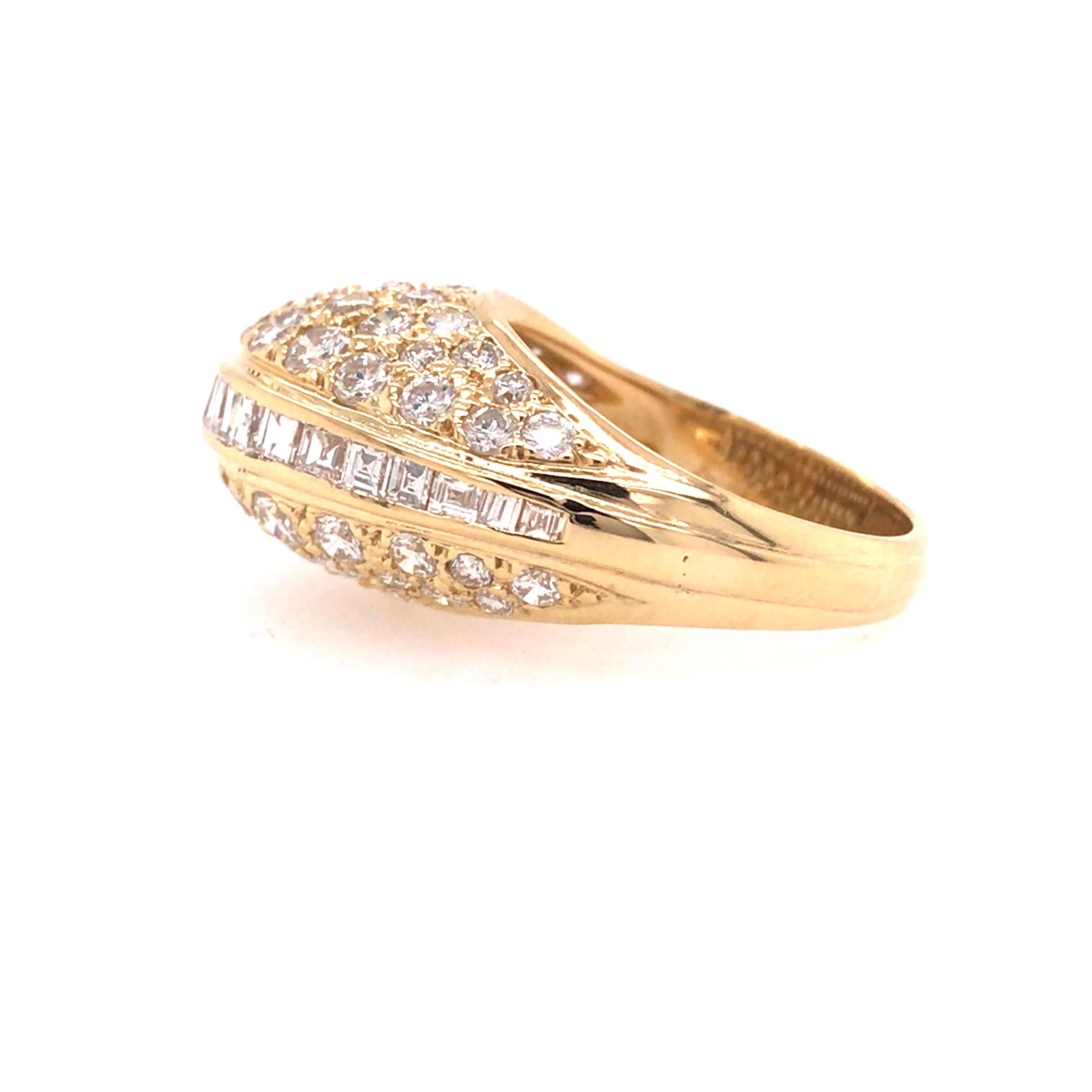 18K Diamond Dome Ring Yellow Gold In Good Condition For Sale In Boca Raton, FL