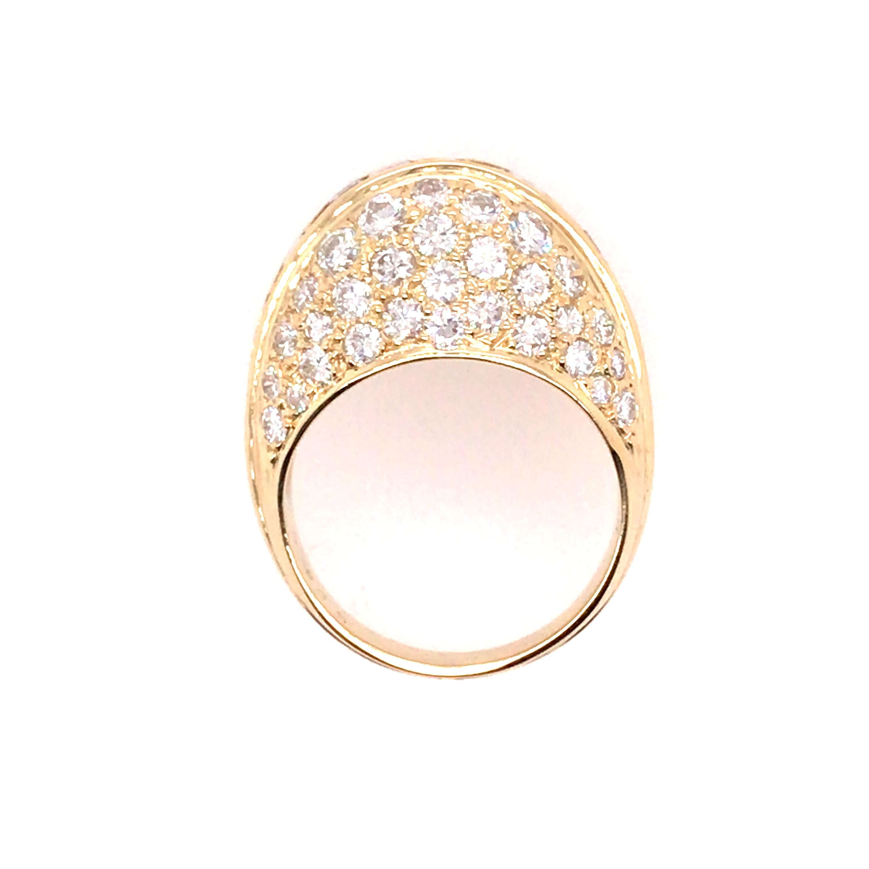 Women's 18K Diamond Dome Ring Yellow Gold For Sale