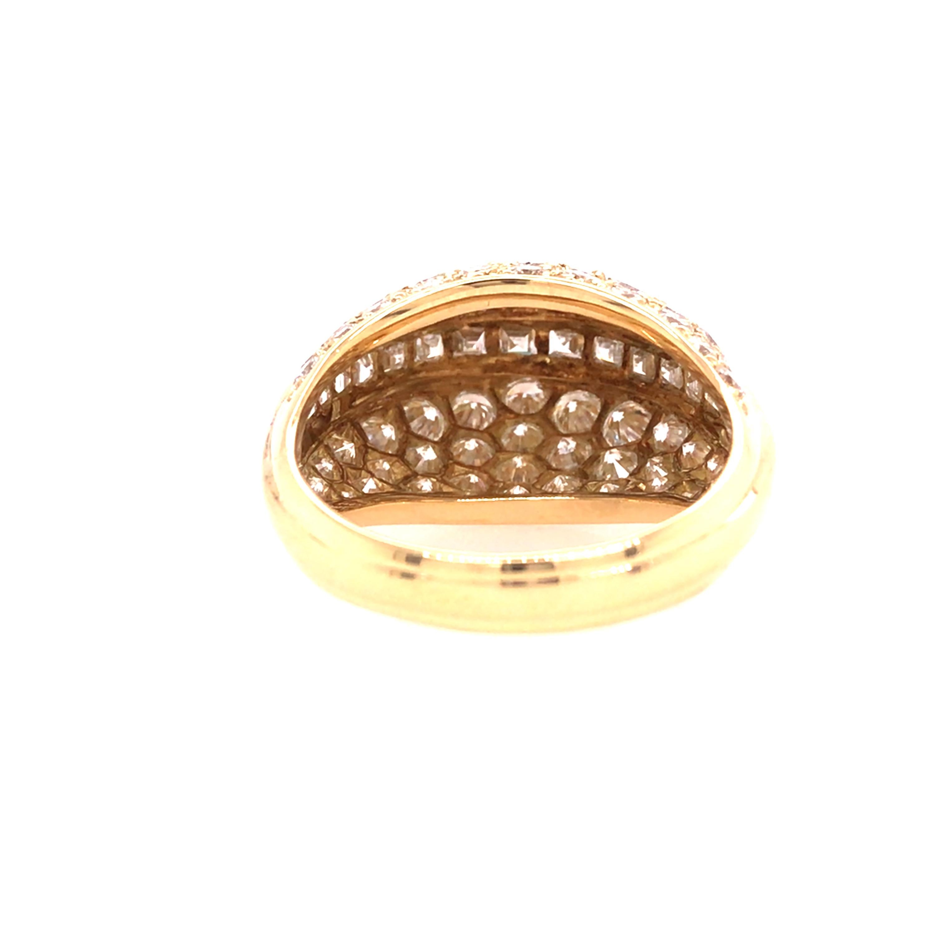 18K Diamond Dome Ring Yellow Gold For Sale 1