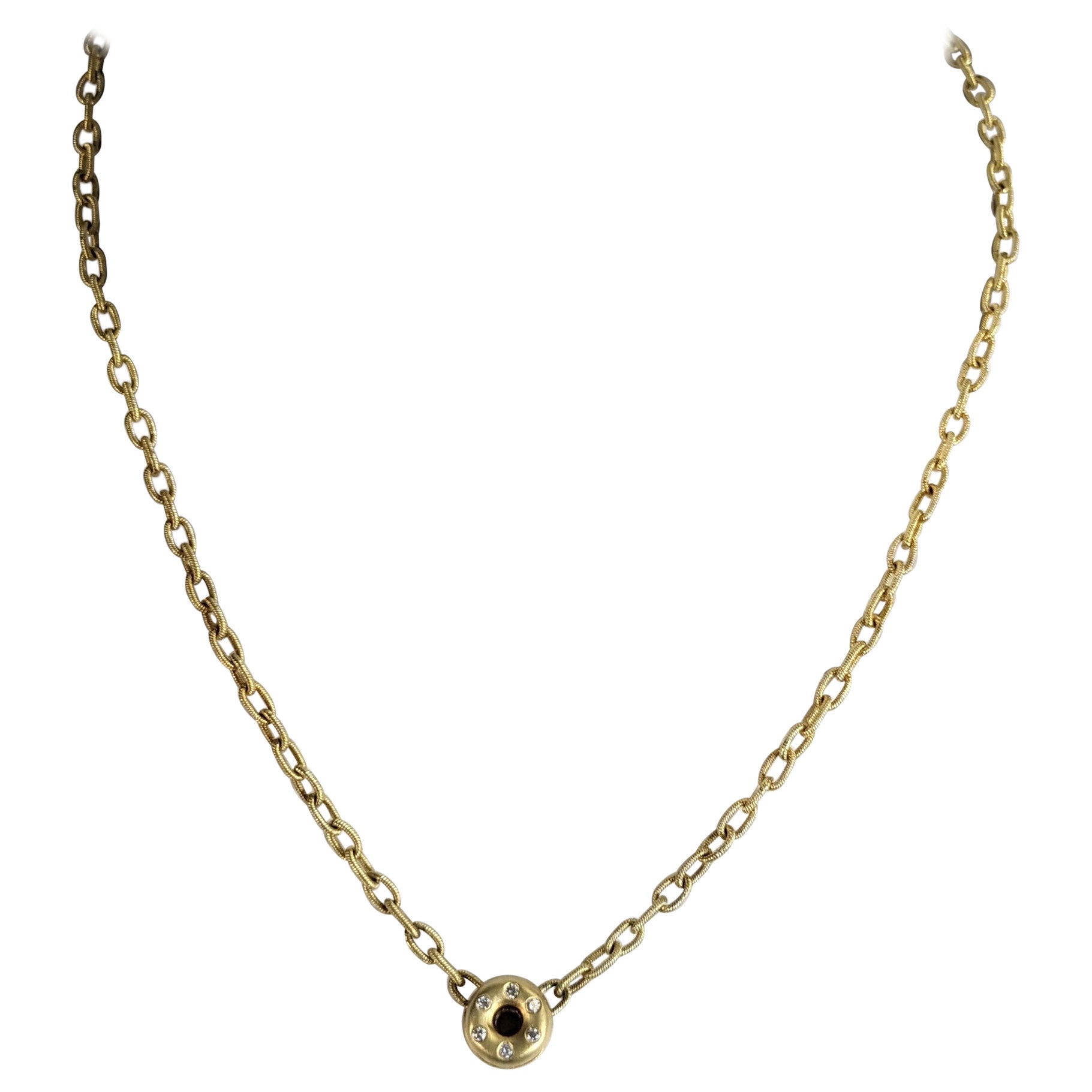 18K Diamond Donut Necklace For Sale