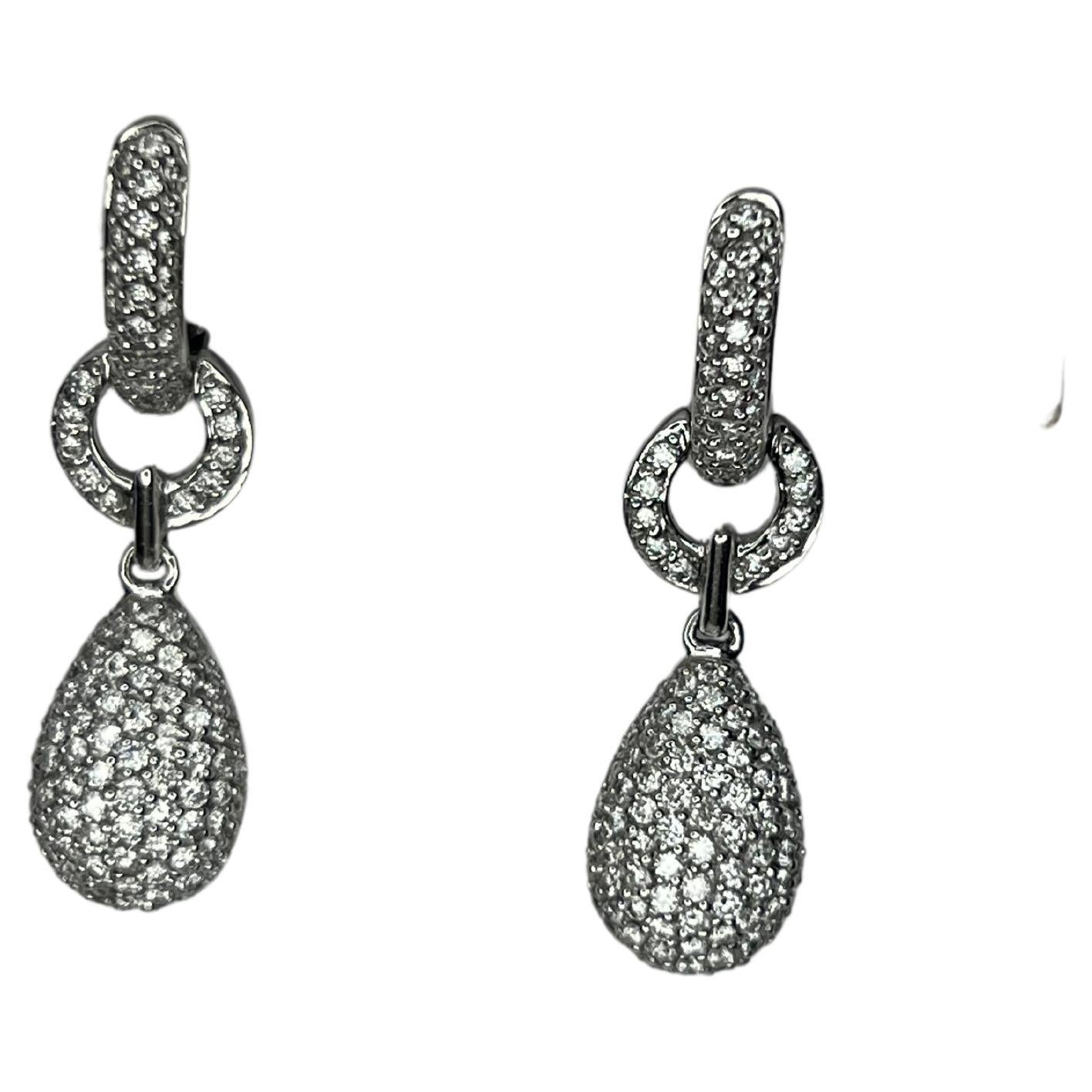 18K Diamond Drop Huggy Earrings