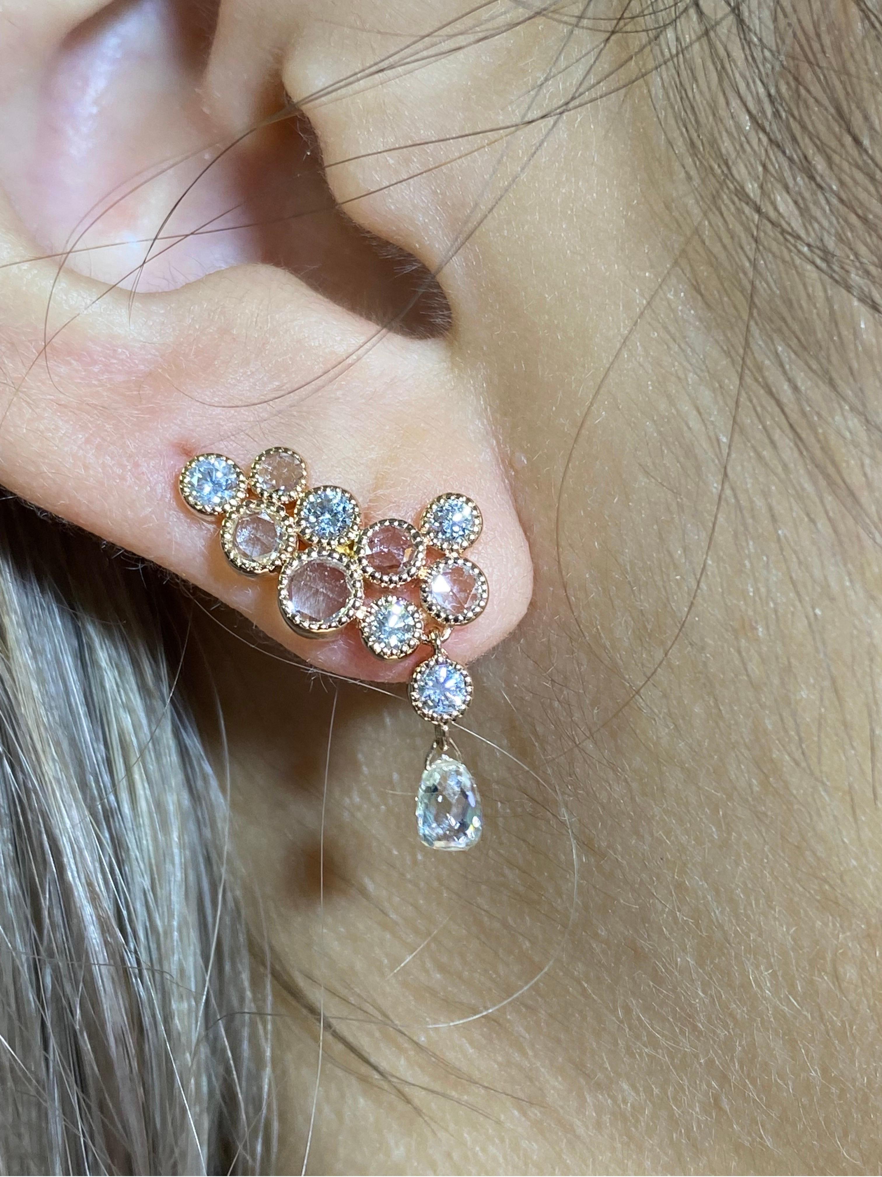 Boucles d'oreilles diamant 18 carats Neuf - En vente à Hong Kong, CN