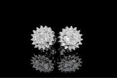 18K White Gold Diamond Clip-On Earrings, 0.34ct Round & Marquise