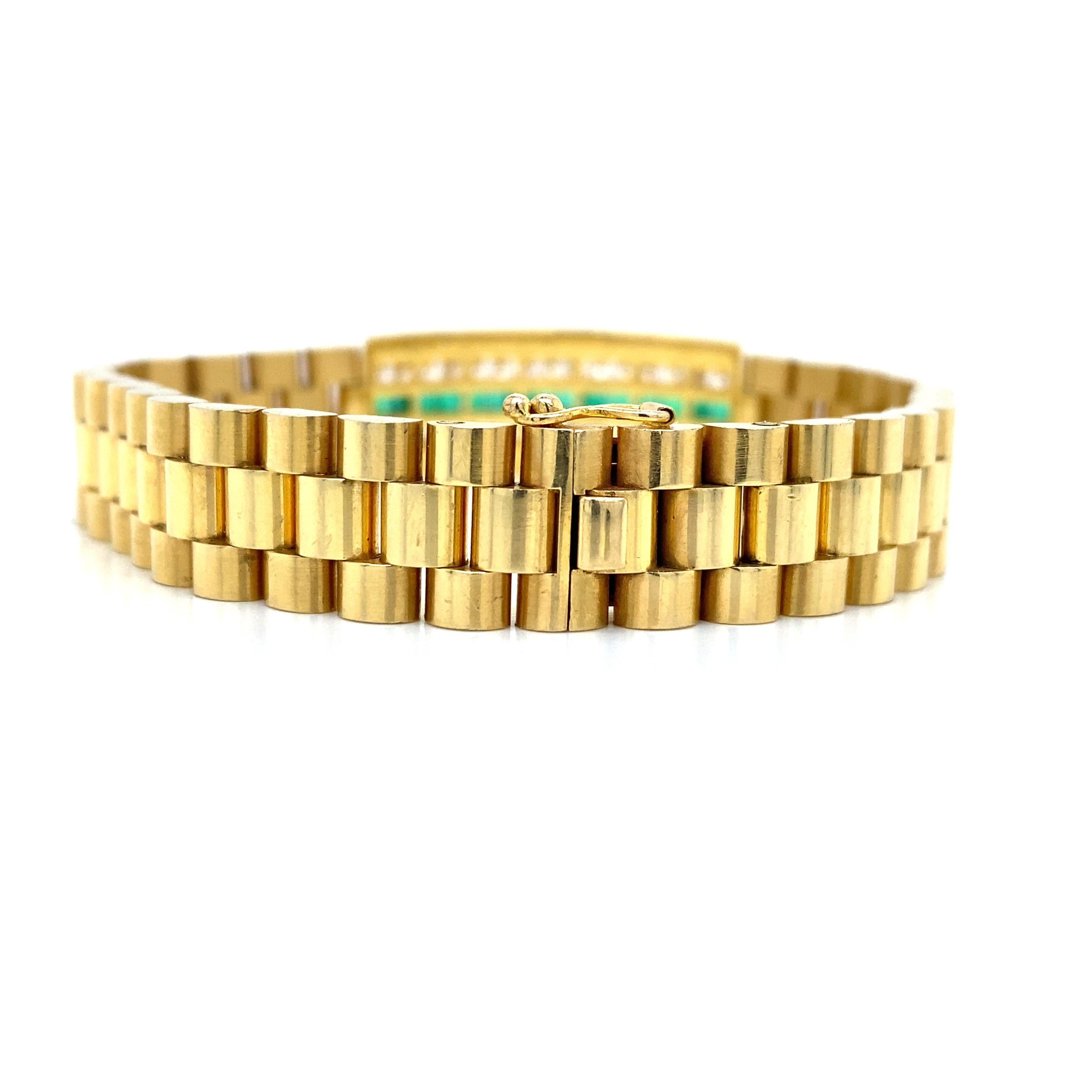 Women's 18K Diamond Emerald Bracelet Yellow Gold
