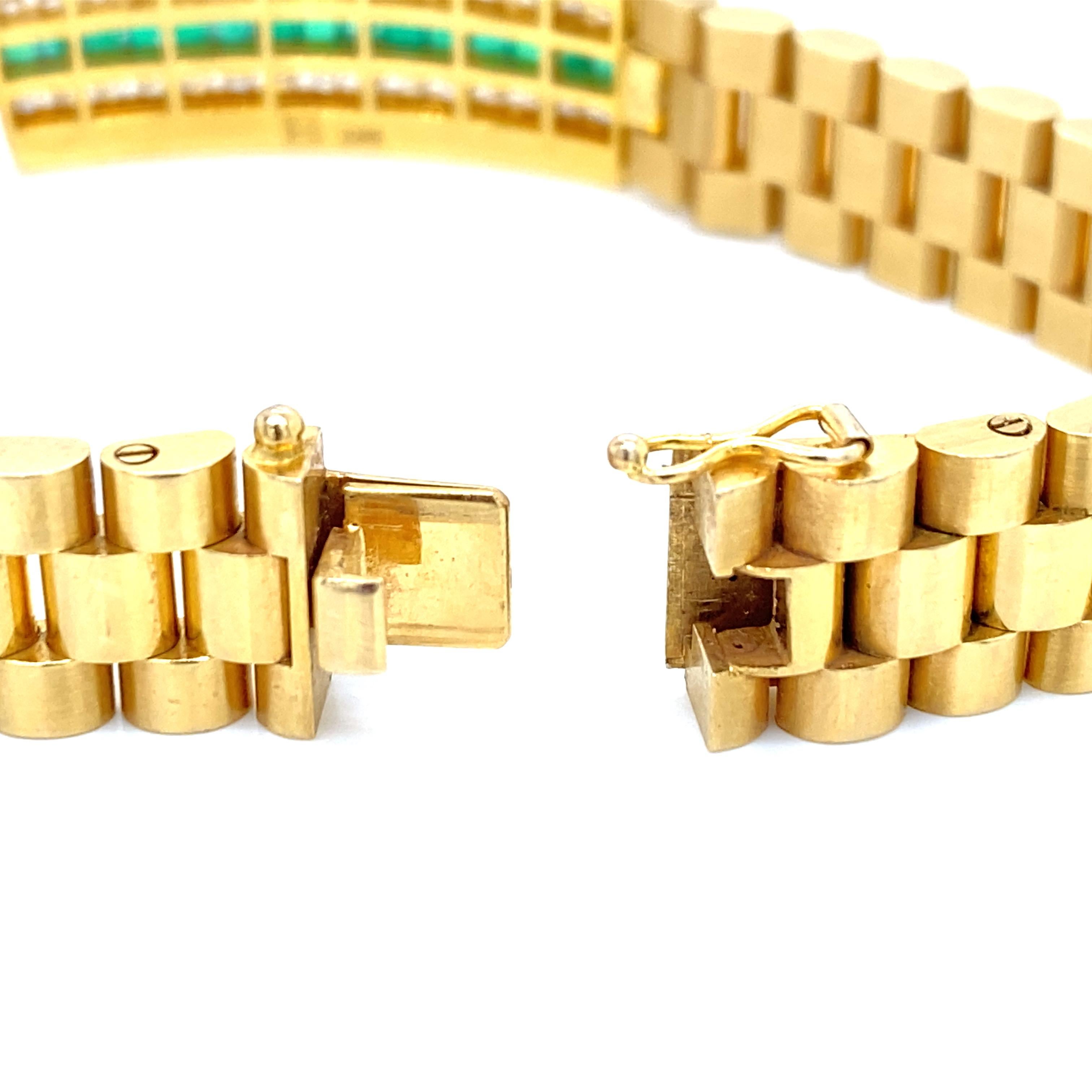 18K Diamond Emerald Bracelet Yellow Gold 1