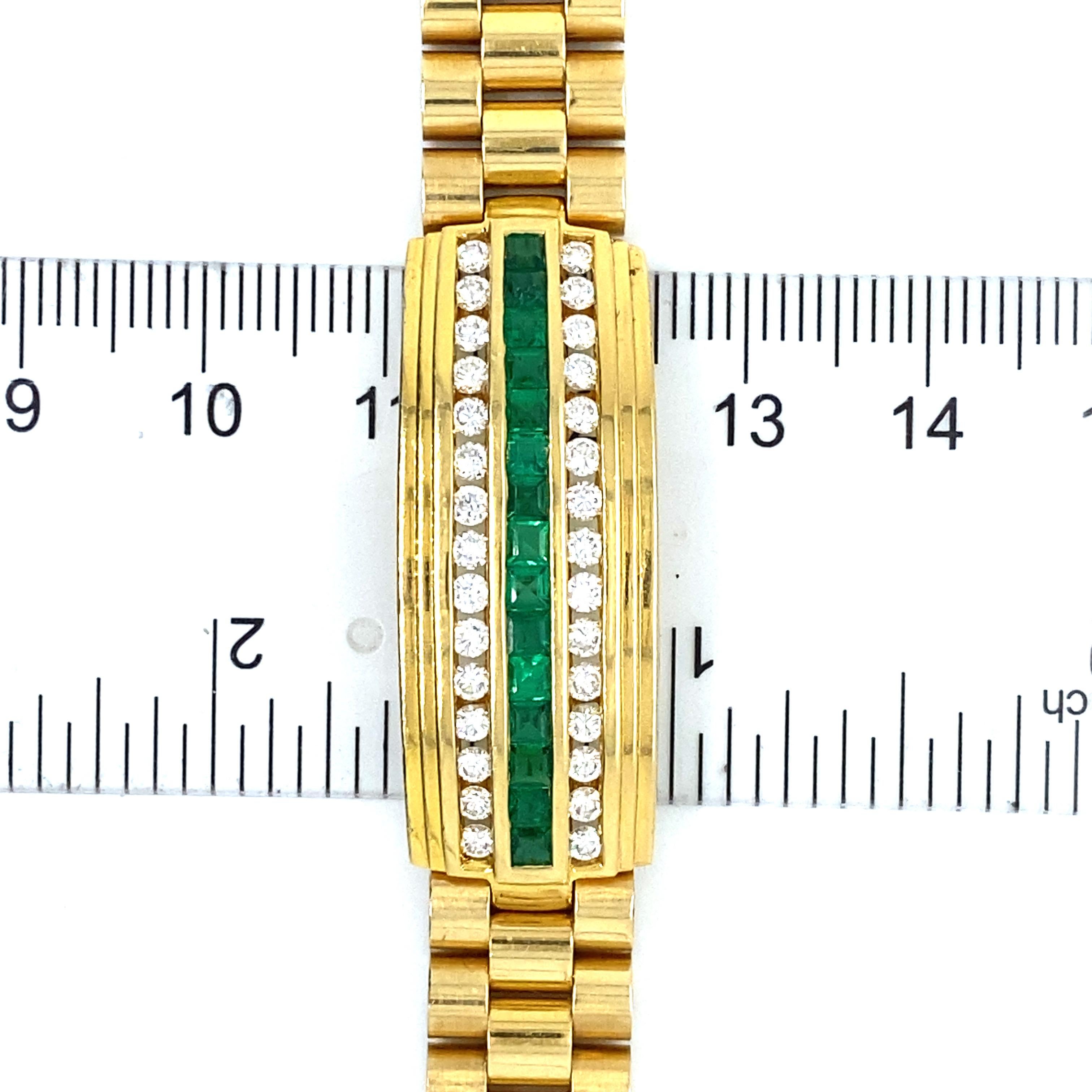 18K Diamond Emerald Bracelet Yellow Gold 3