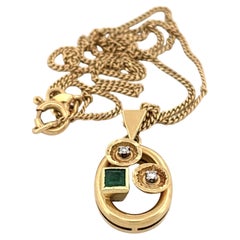 18K Diamond & Emerald Necklace
