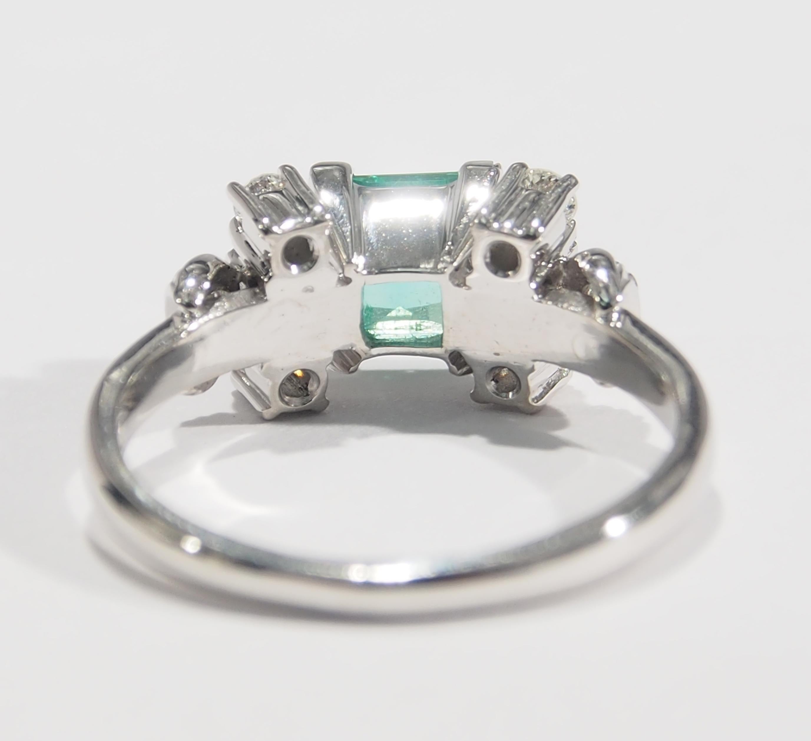 Women's or Men's 18 Karat Diamond Emerald Ring White Gold Engagement Wedding