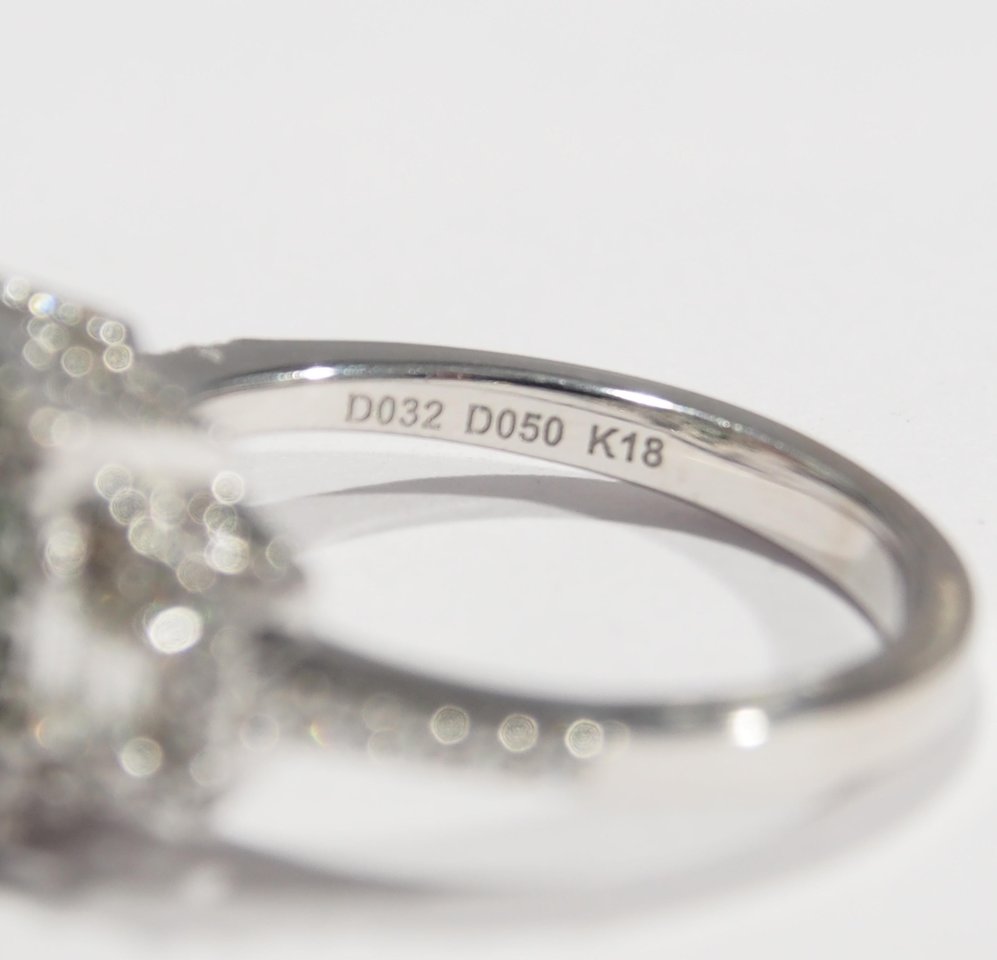 18 Karat Diamond Emerald Ring White Gold 2