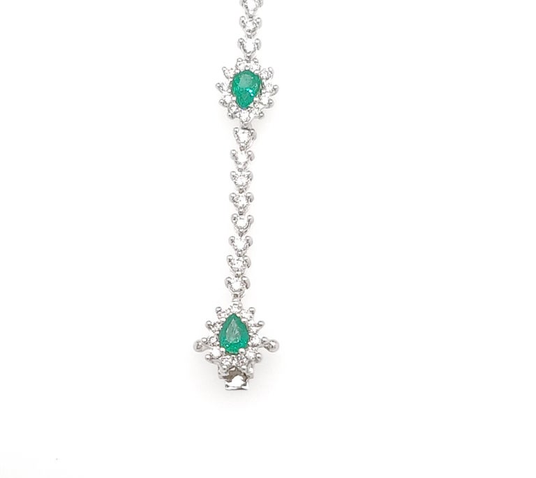 18 Karat Diamond Emerald Tennis Necklace White Gold 6.58 Carat For Sale ...