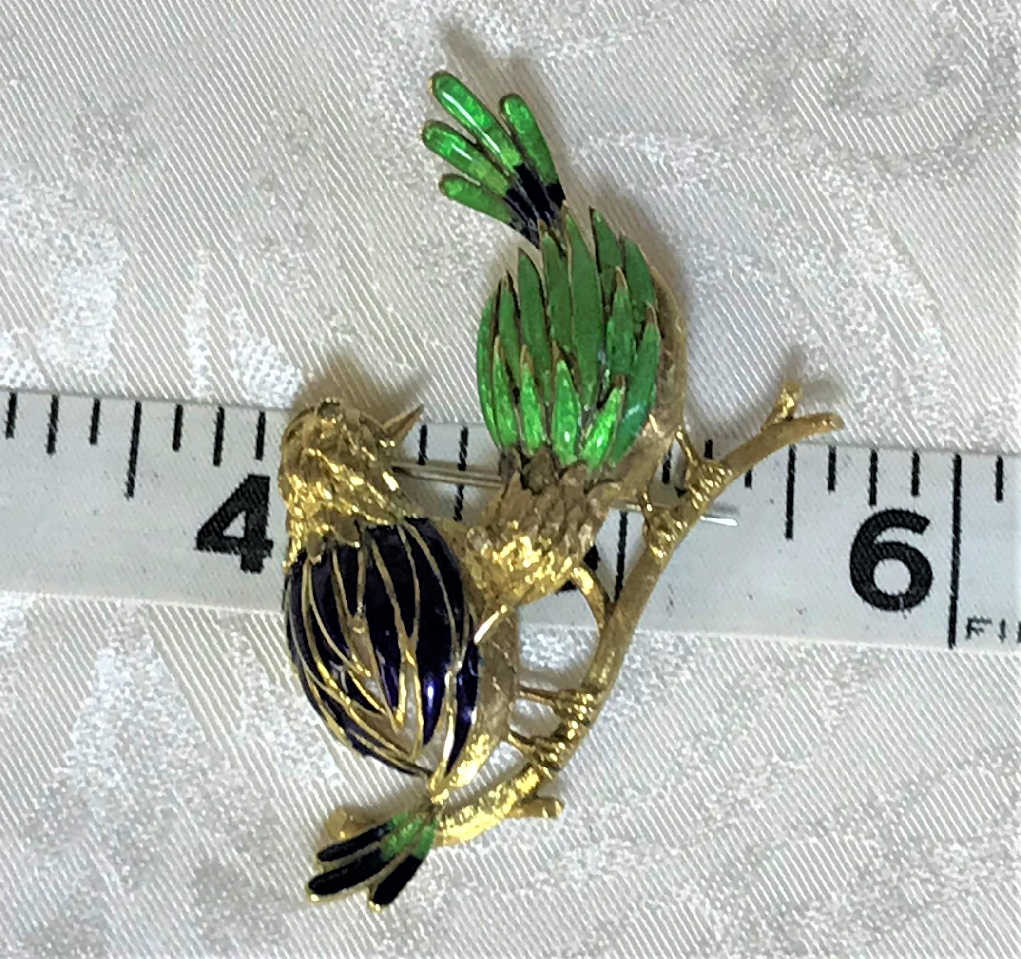 enamel bird brooch