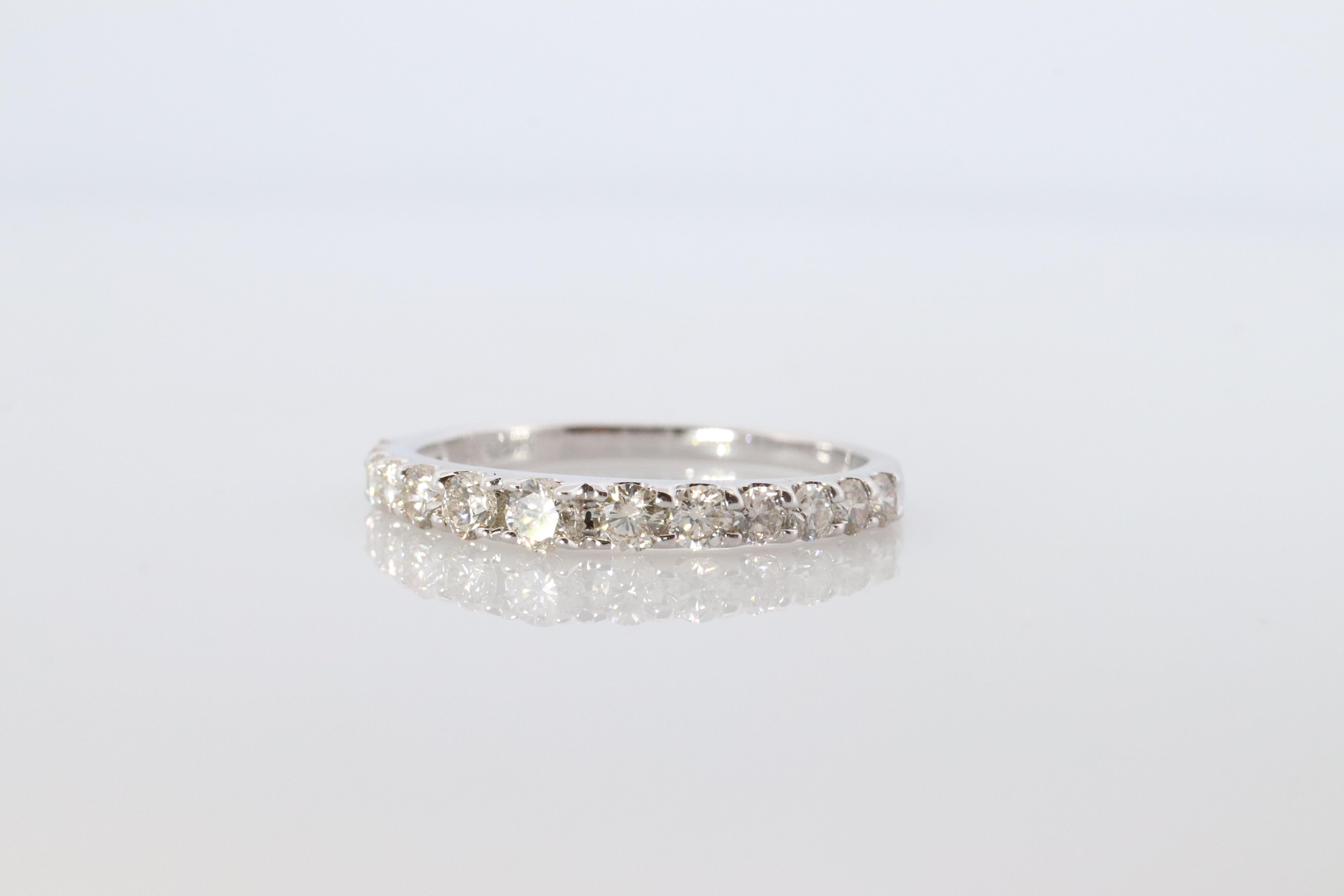 18k Diamond eternity band. 18k White Gold 0.5ctw half anniversary Ring. For Sale 7