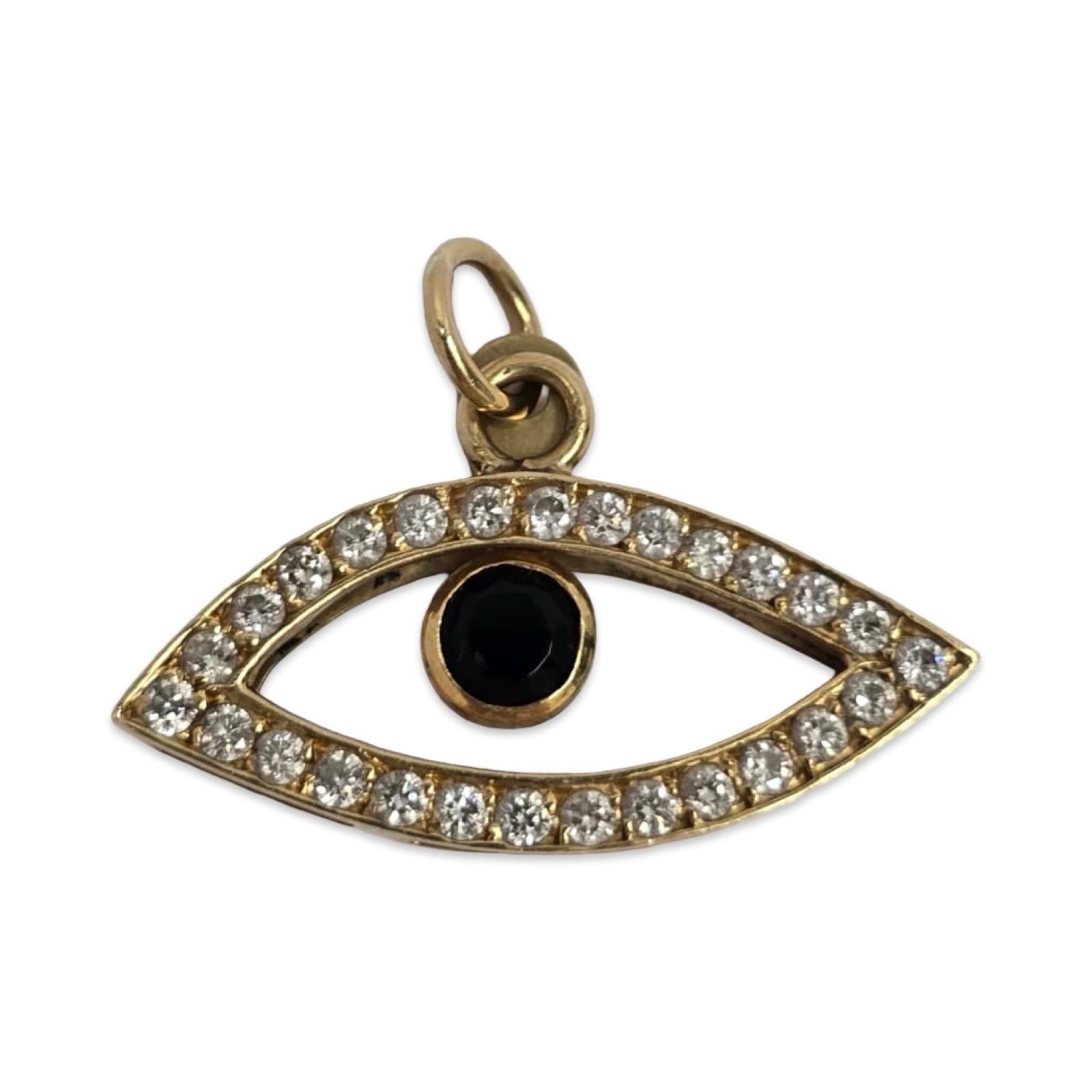 18K Diamond Evil Eye Anhänger mit beweglichen Zentrum - Luxe Schutz Charme im Zustand „Hervorragend“ im Angebot in Miami, FL