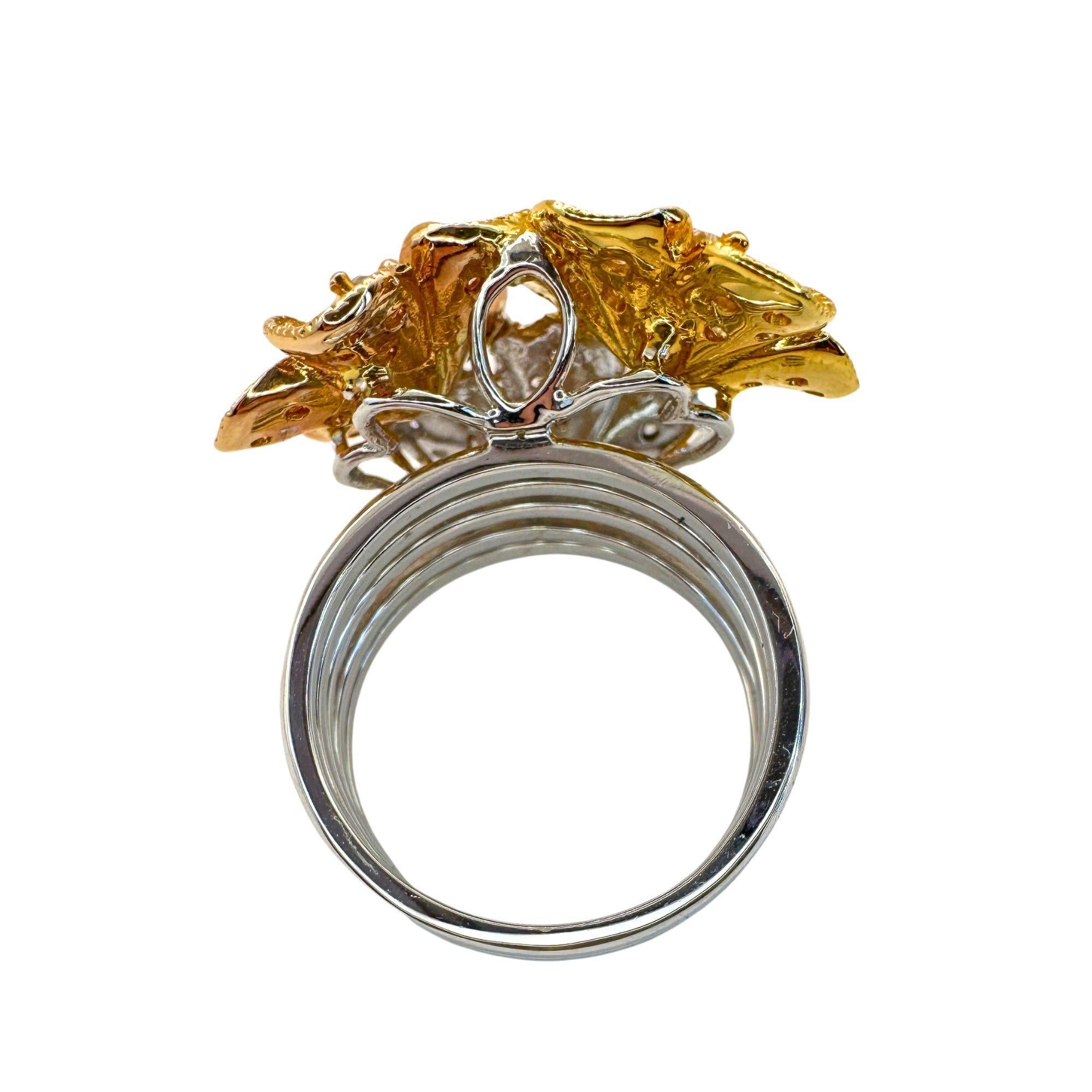 Women's 18k Diamond Floral Ring For Sale