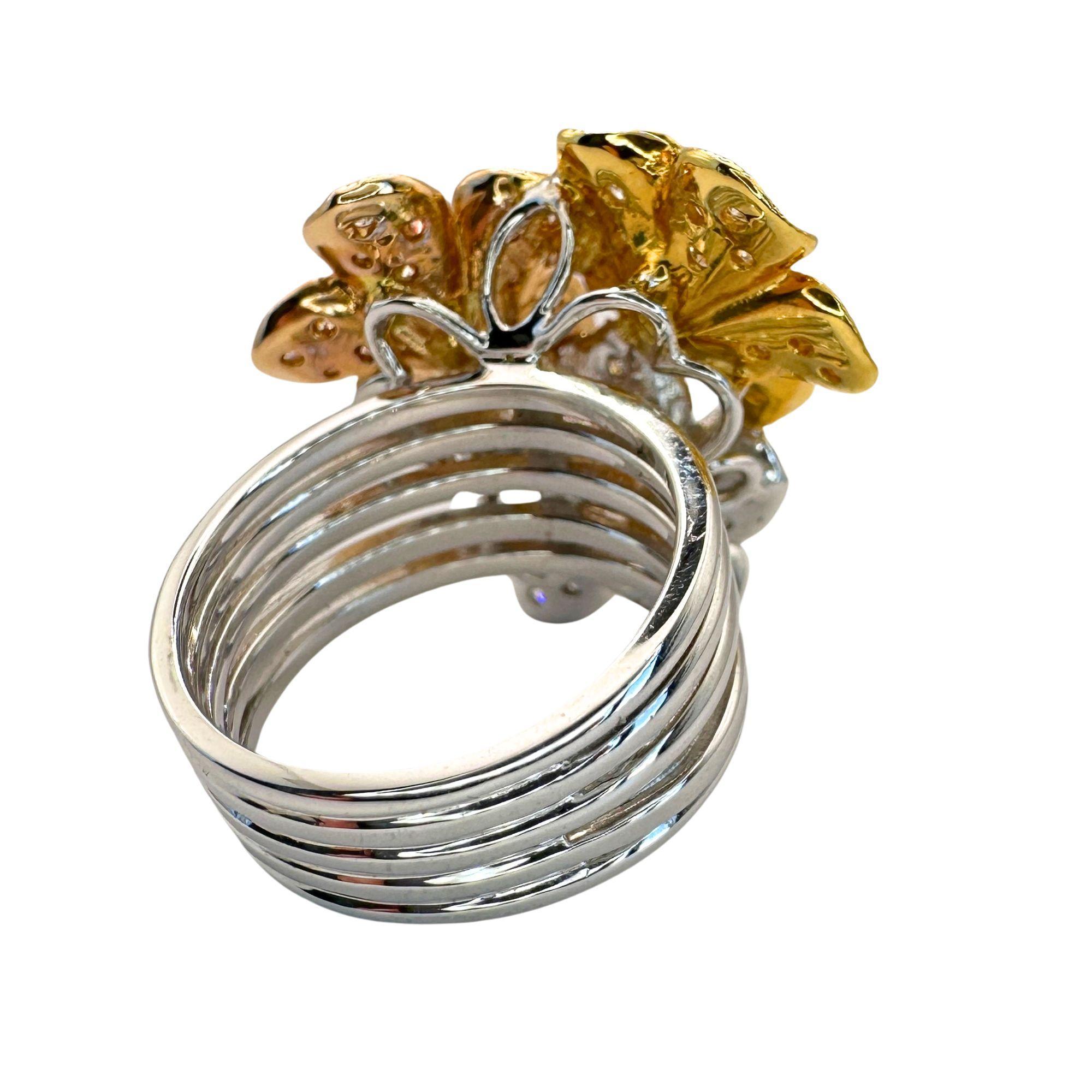 18k Diamond Floral Ring For Sale 1