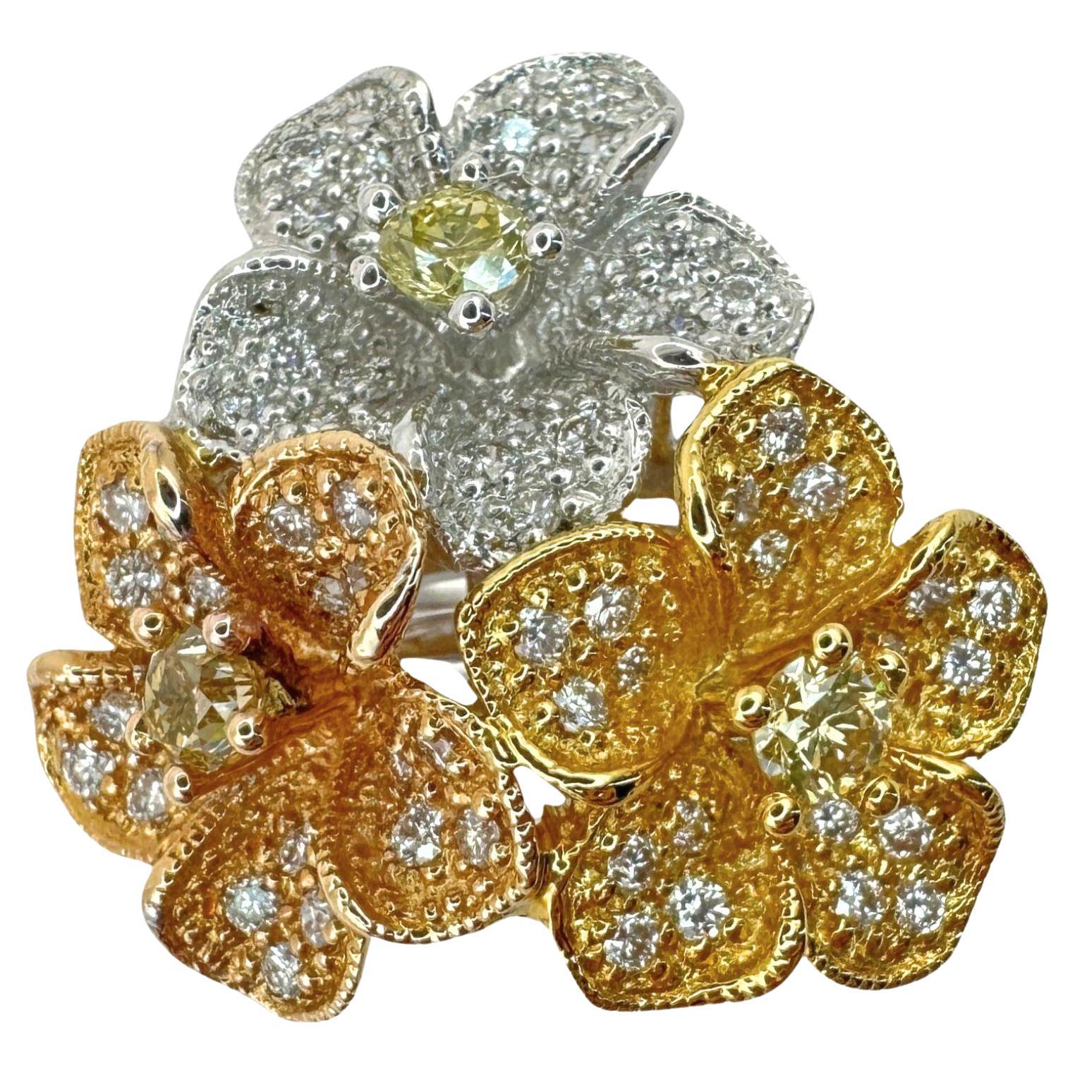 18k Diamond Floral Ring