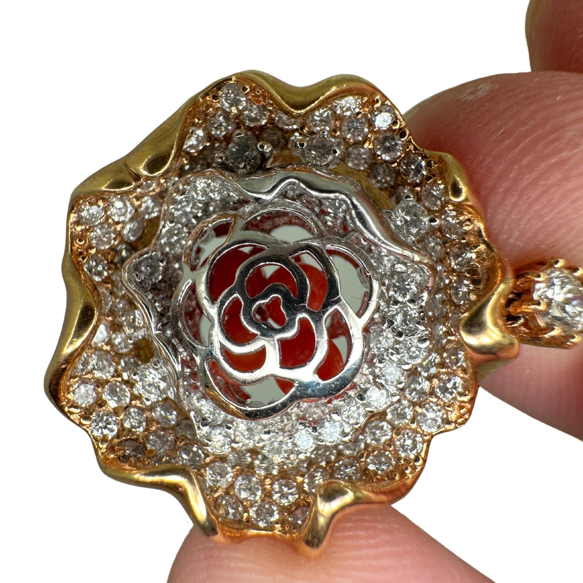 Women's 18k Diamond Flower Earrings For Sale