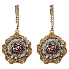 18k Diamond Flower Earrings