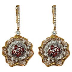 Boucles d'oreilles fleurs en diamant 18k