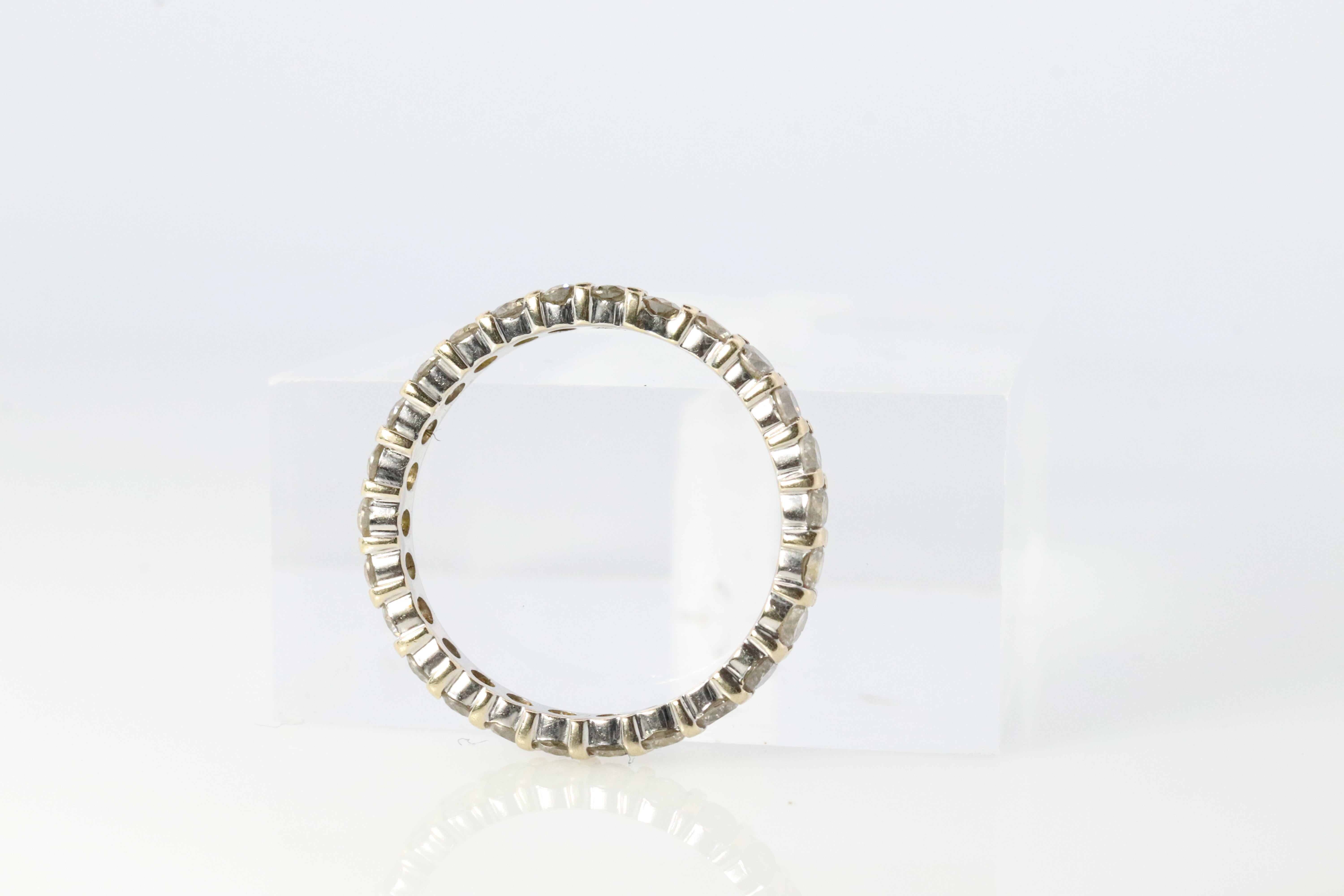 Modern 18k Diamond full eternity band. 18k White Gold 1ctw Full anniversary Ring. For Sale
