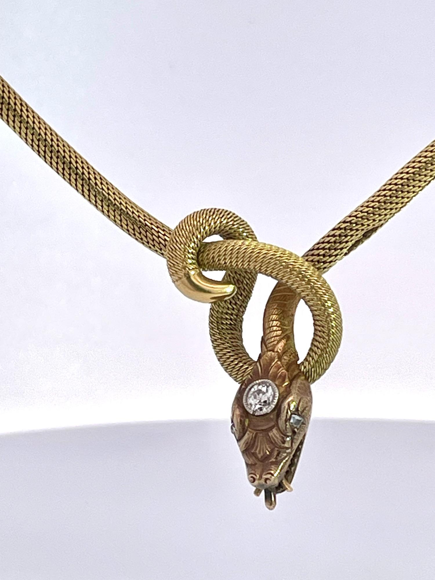 vintage gold snake necklace