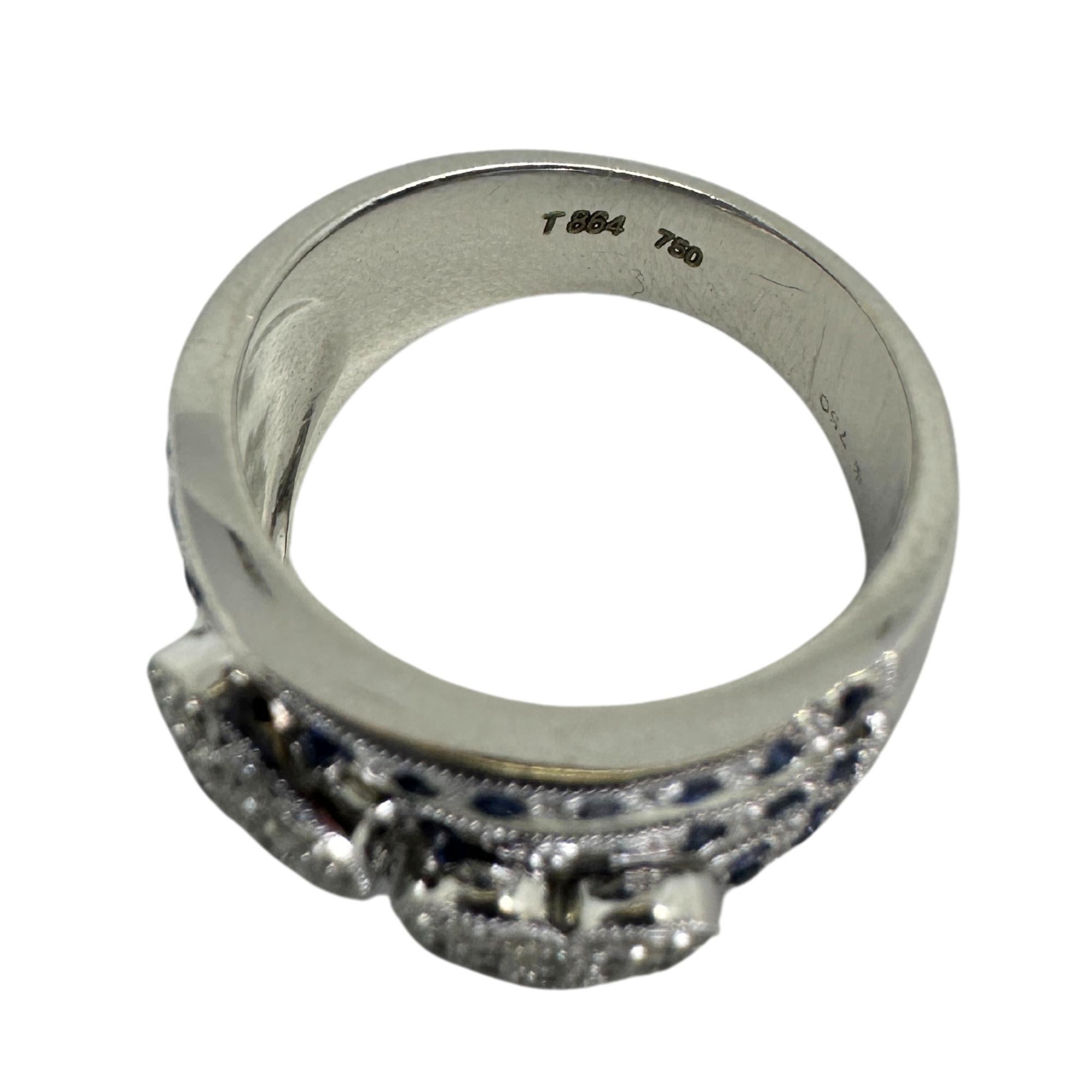Anello con cuore di diamante e zaffiro 18k in vendita 1