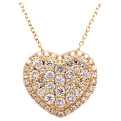 18K Diamond Heart Cluster Pendant Yellow Gold