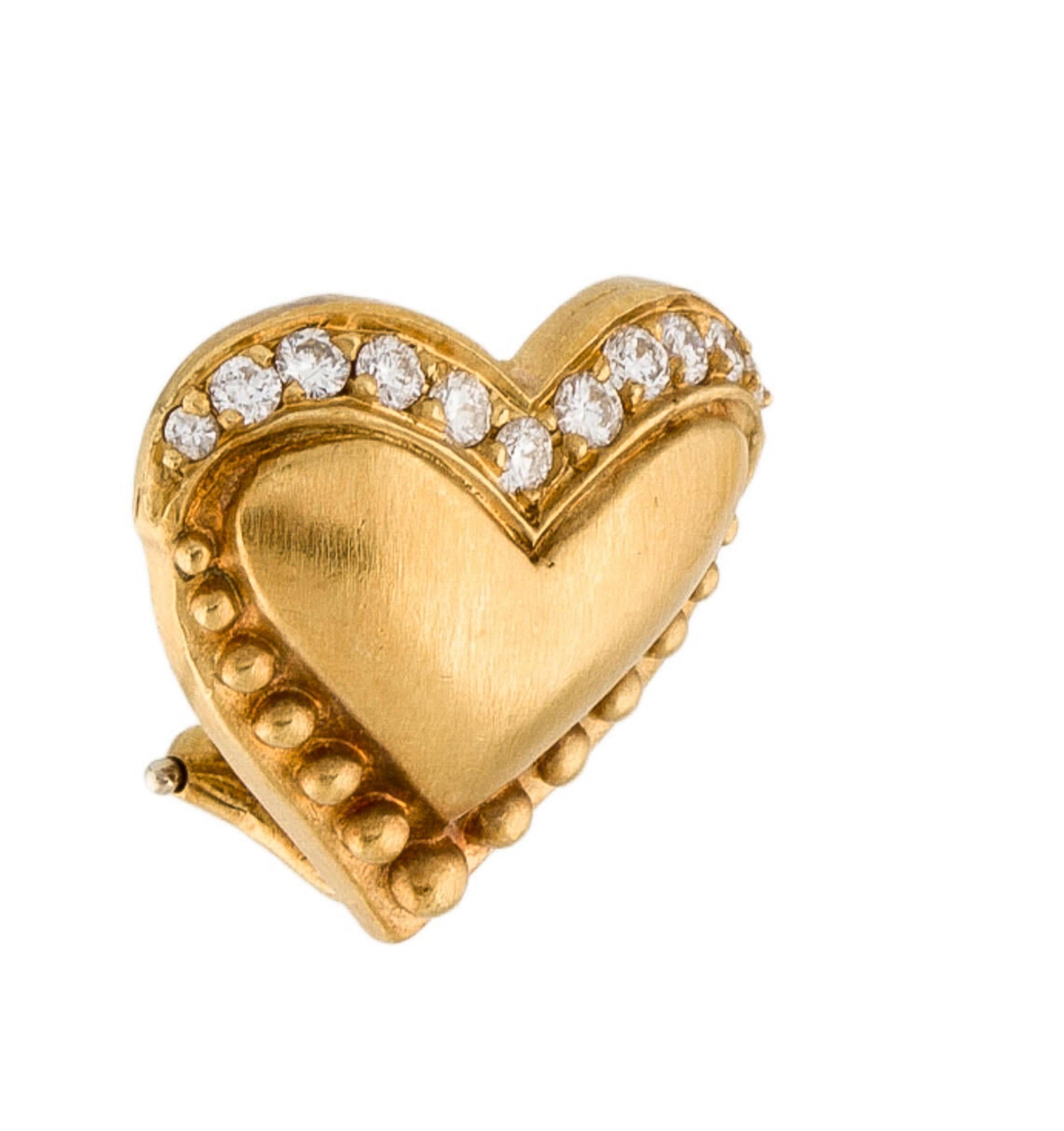 Contemporary 18K Diamond Heart Stud Earrings For Sale