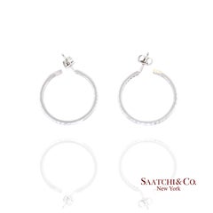 18k Diamond Hoop Earrings Womens White Gold Fine Jewelry Classic Luxe