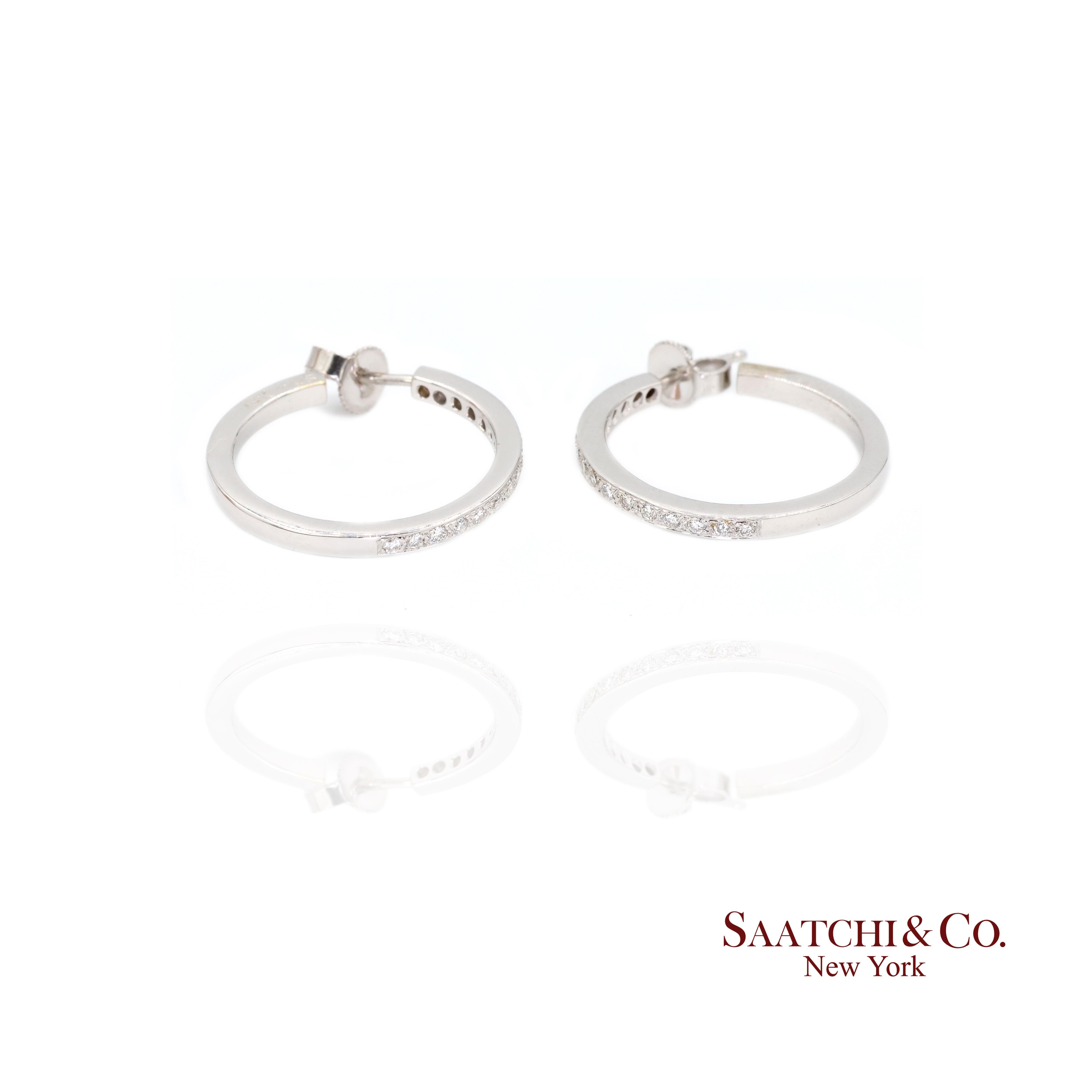 De las mujeres Pendientes de aro de diamantes de 18 quilates para mujer de oro blanco Joyería clásica de lujo en venta