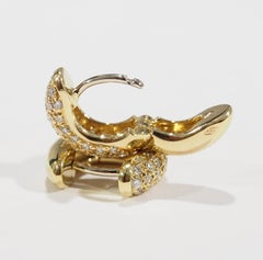 18 Karat Diamond Hoop Earrings Yellow Gold 0.70 Carat