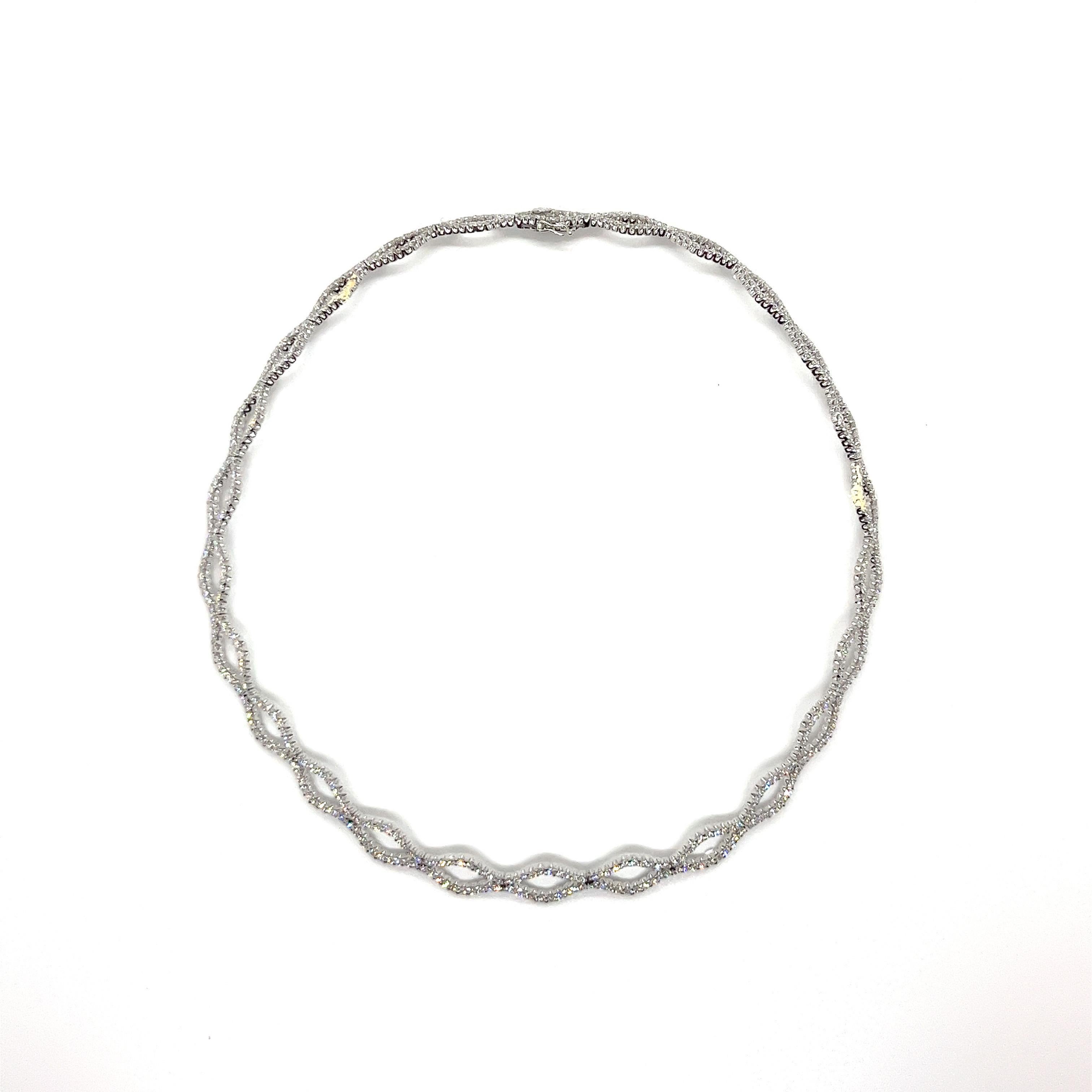 18K Diamant Unendlichkeit Halsband Halskette (Rundschliff) im Angebot