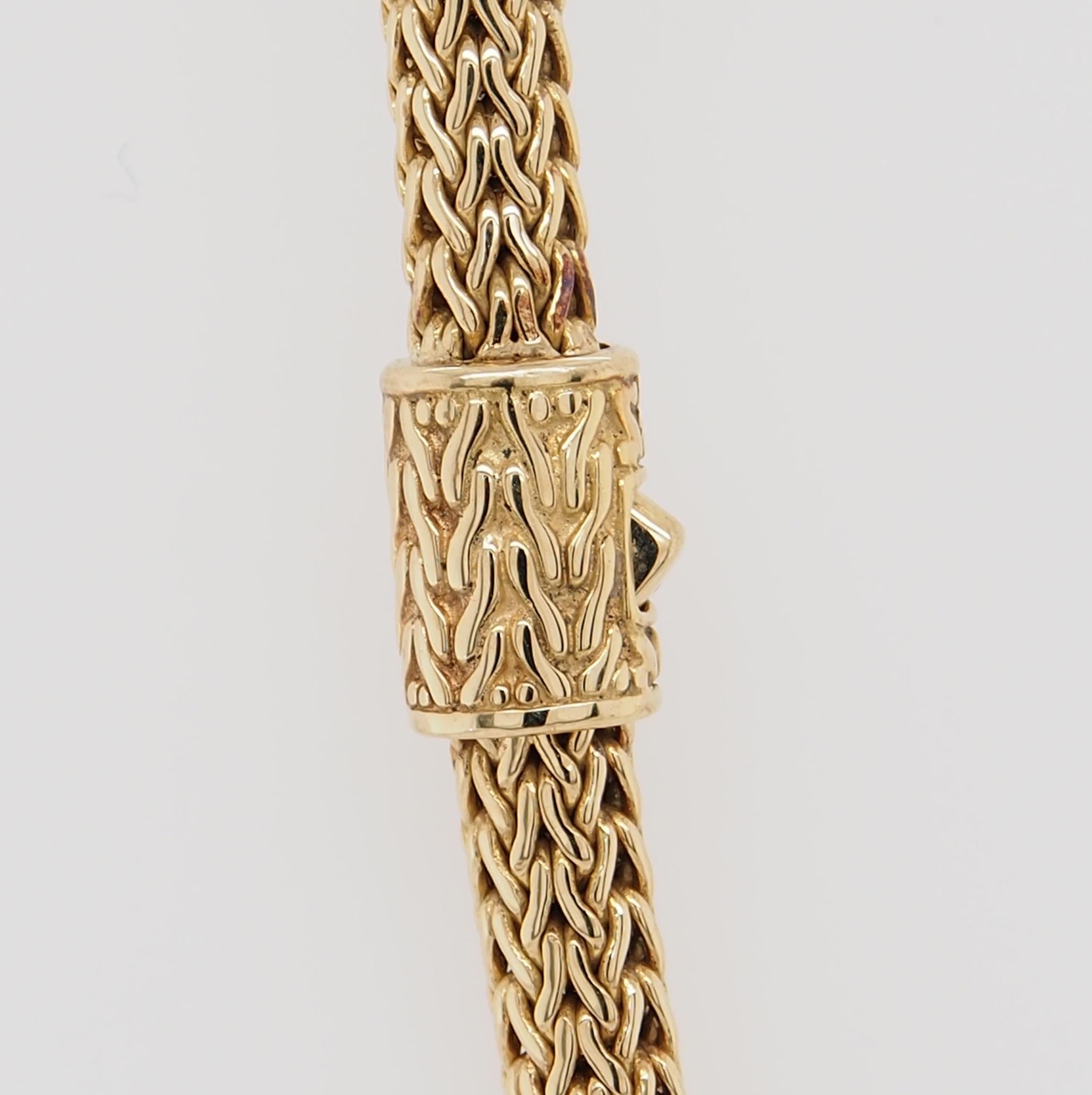 18 Karat Diamond John Hardy Necklace Yellow Gold Slide Pendant In Good Condition In Boca Raton, FL