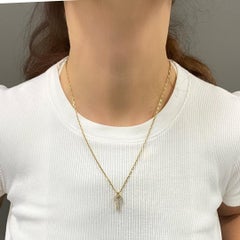 18k Diamond Key Pendant 14k Italian Gold Chain Necklace