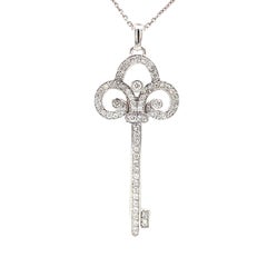 18k Diamond Key Pendant White Gold