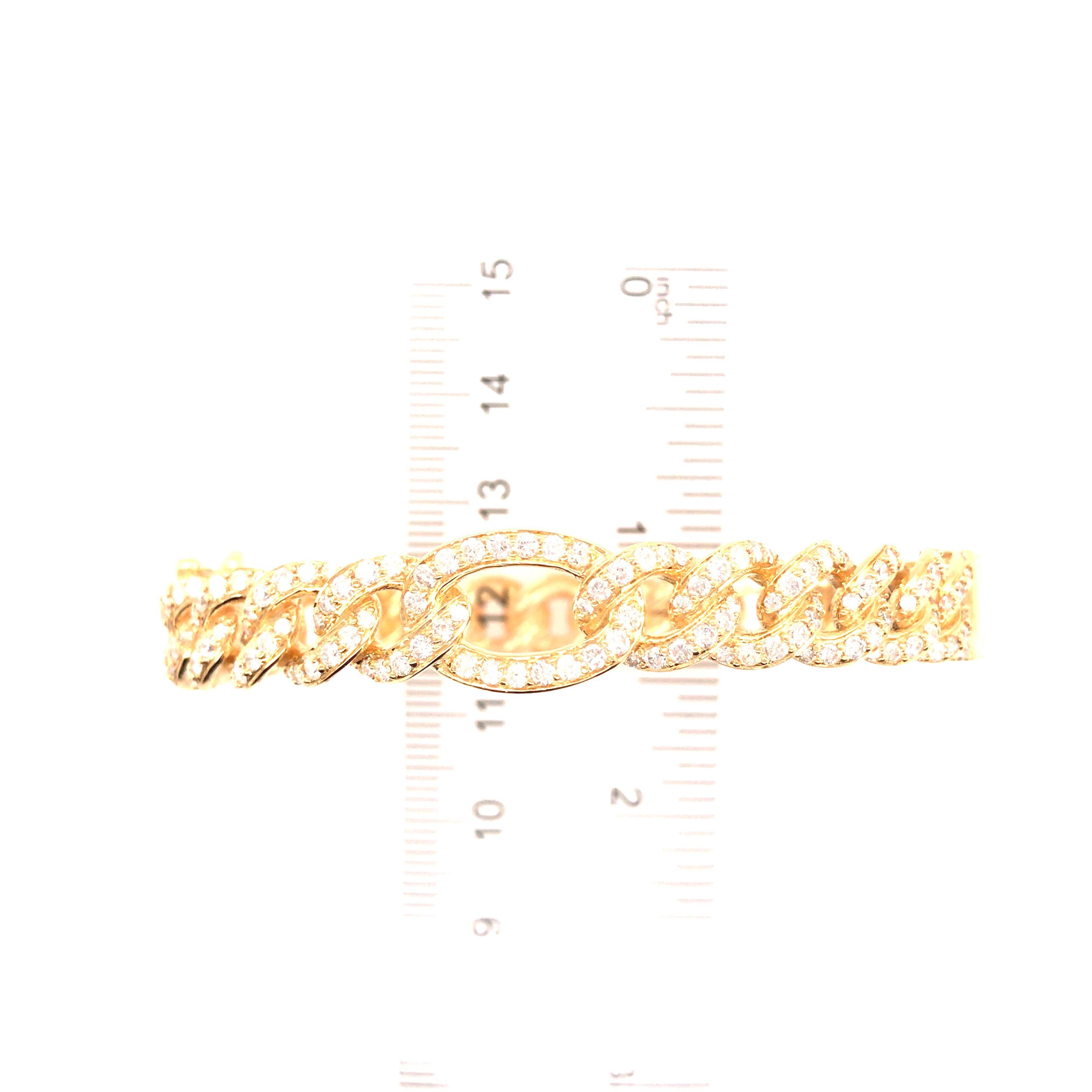 18 Karat Diamond Link Bangle Bracelet Yellow Gold 1