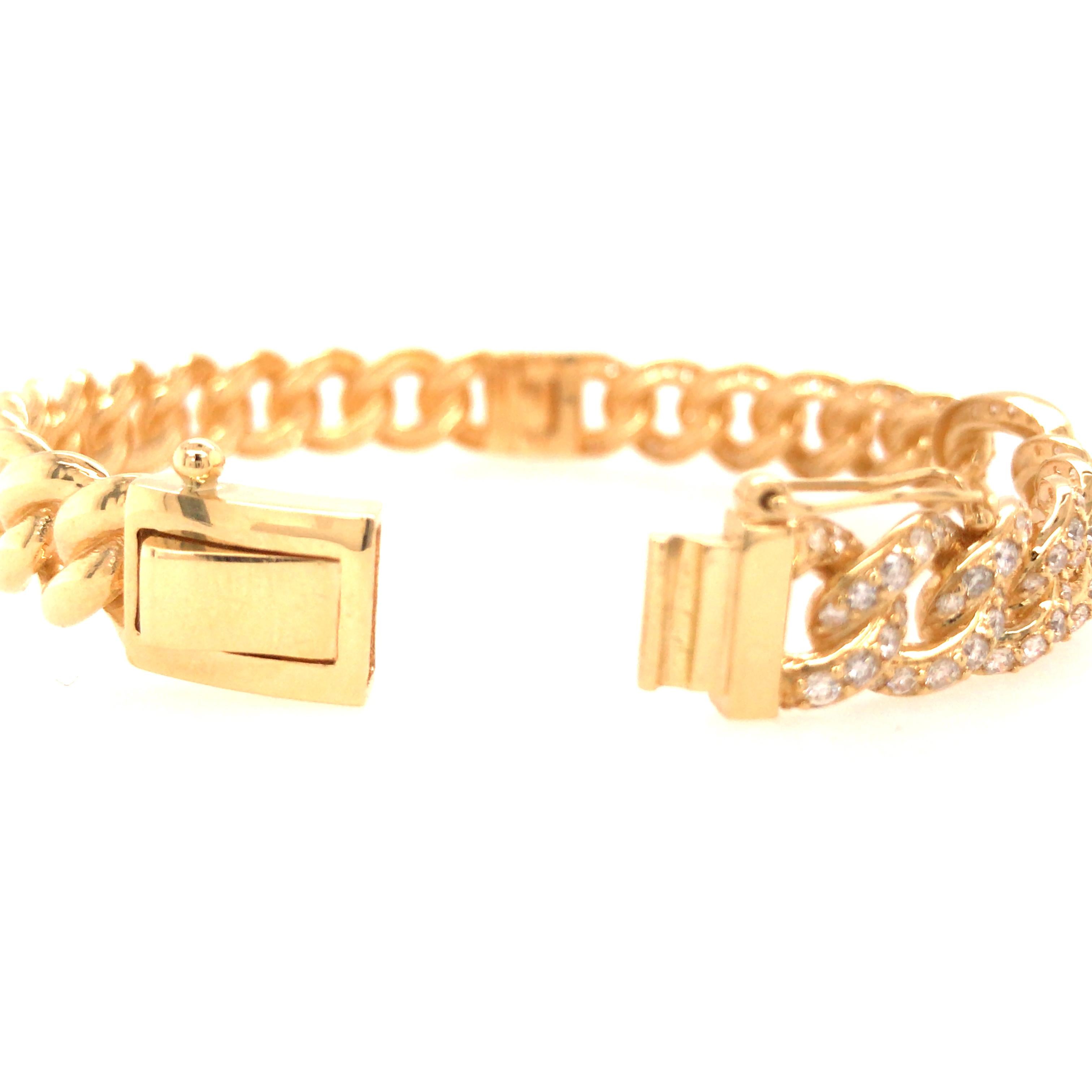 18 Karat Diamond Link Bangle Bracelet Yellow Gold 3