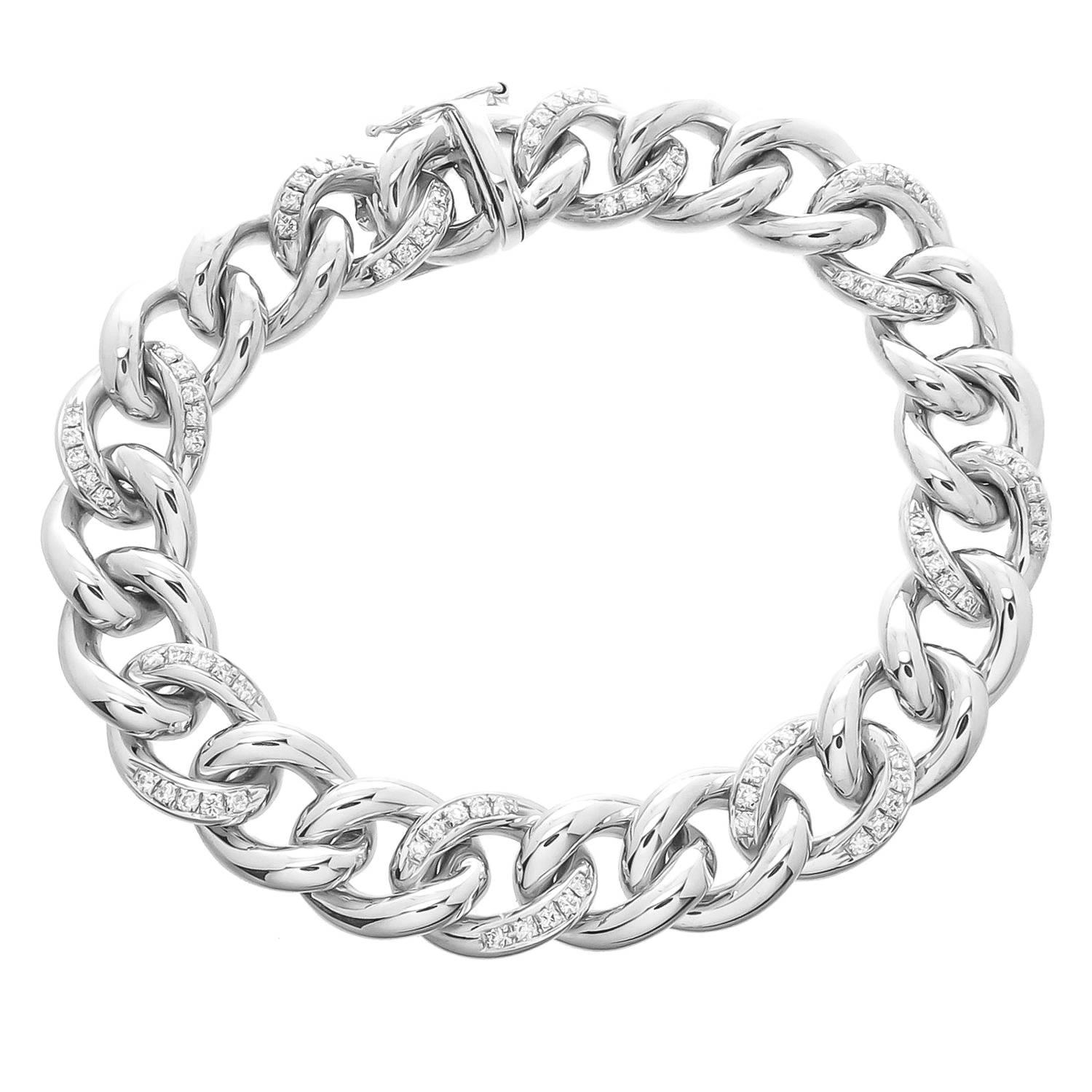 18 Karat Diamond Link Bracelet 41.7 Grams For Sale