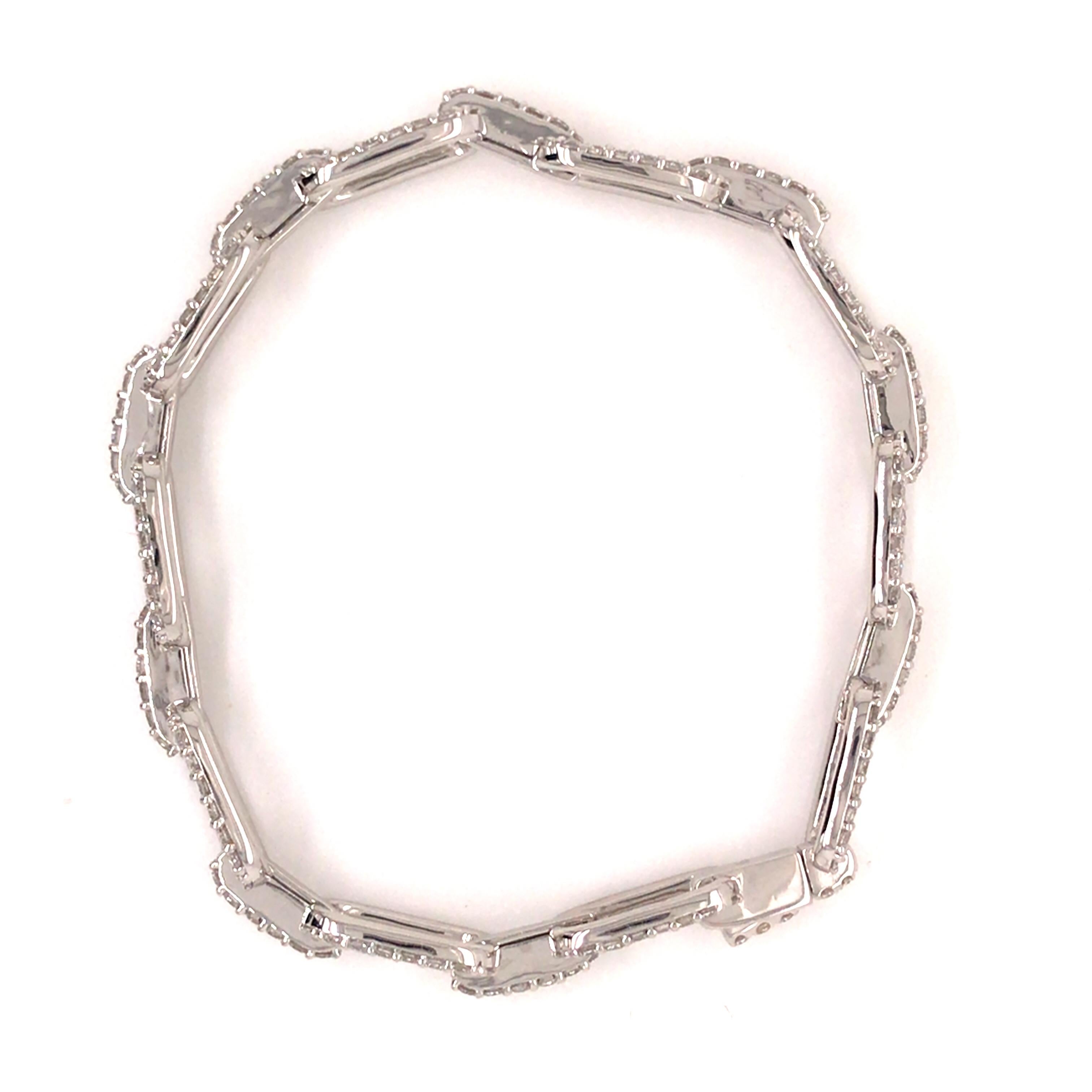 18K Diamond Link Bracelet White Gold For Sale 2