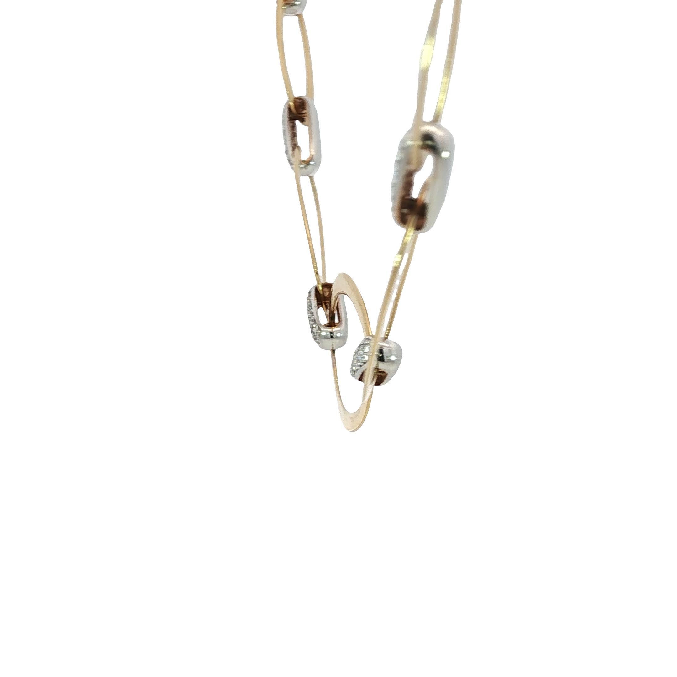 18K Diamond Link Necklace Graduated Oval Link 17.5