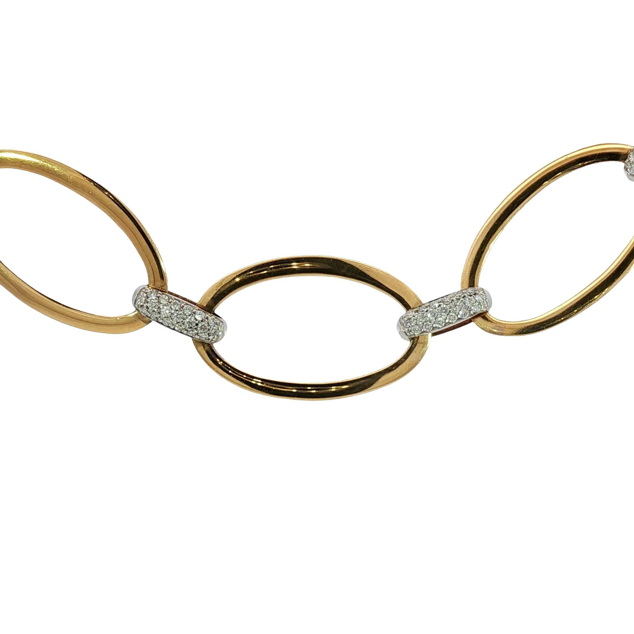18K Diamond Link Necklace Graduated Oval Link 17.5
