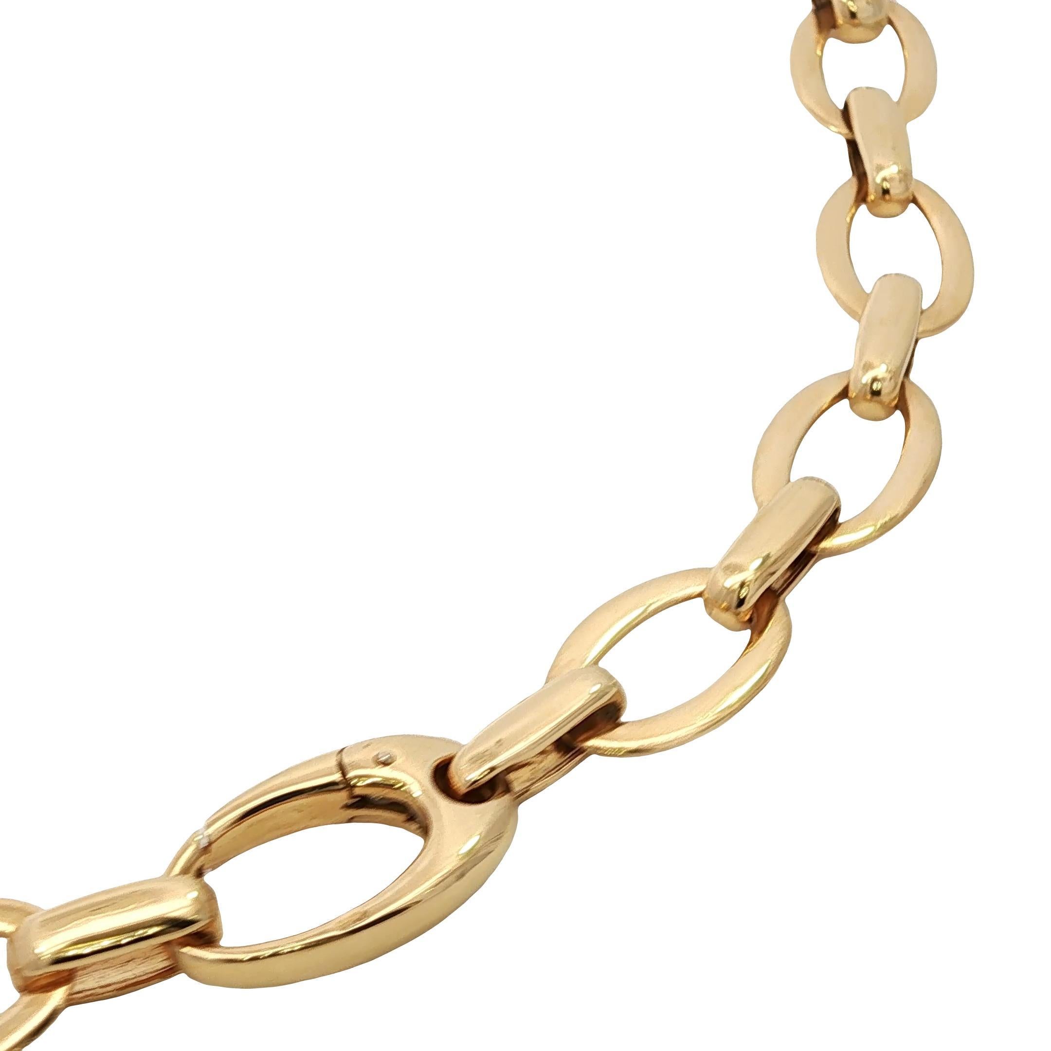 18K Diamond Link Necklace Graduated Oval Link 17.5