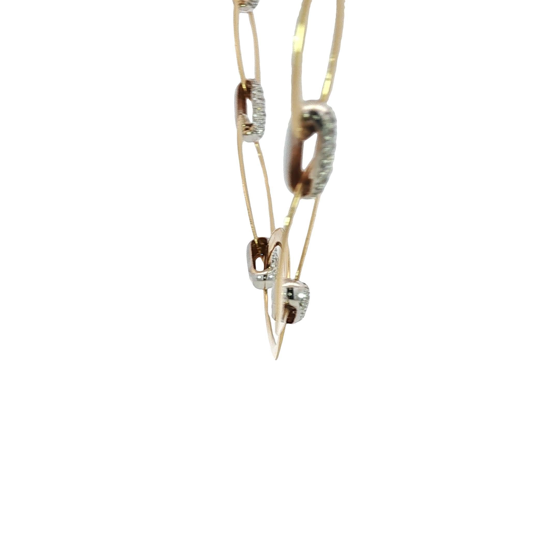 18K Diamond Link Necklace Graduated Oval Link 17.5