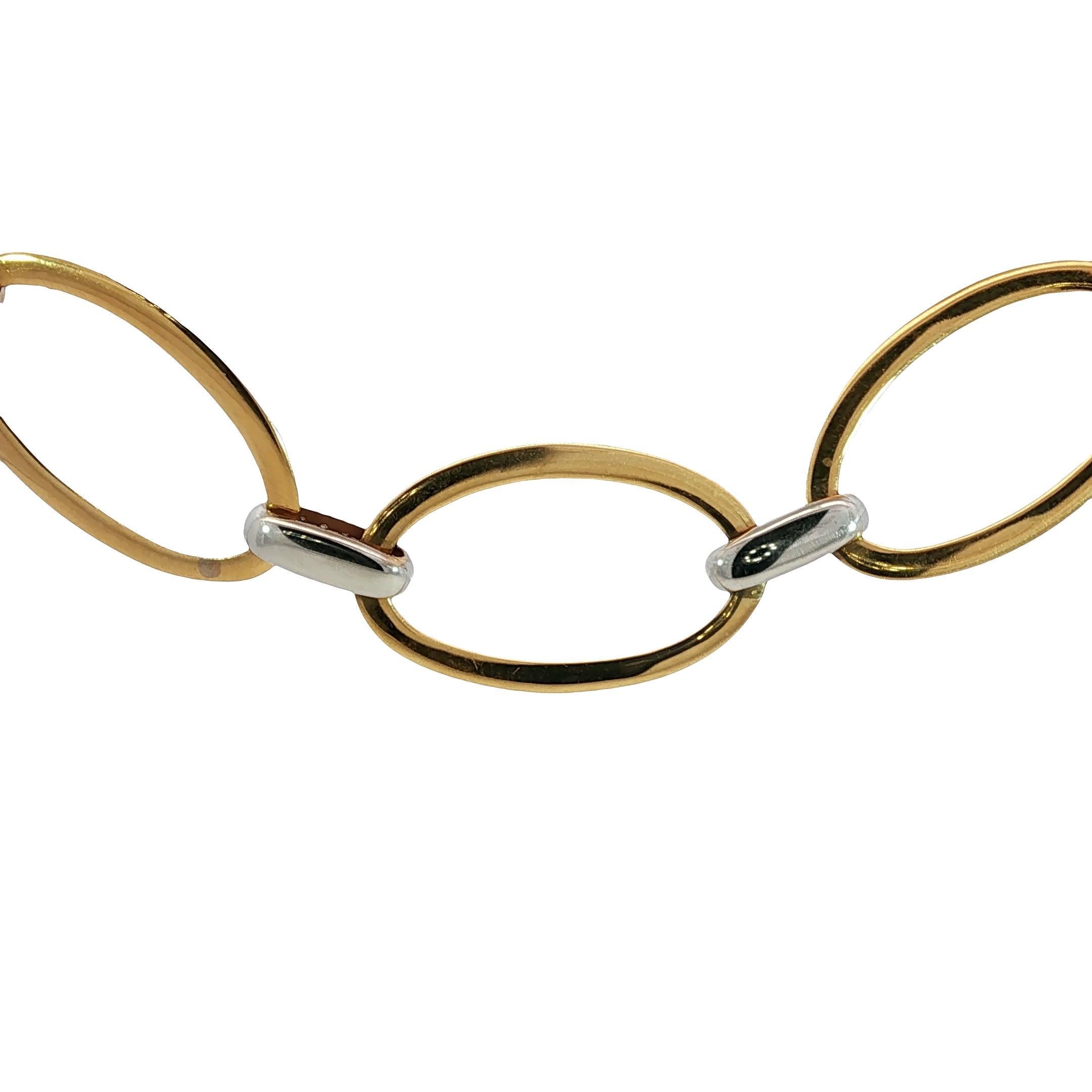 18K Diamond Link Necklace Graduated Oval Link 17.5