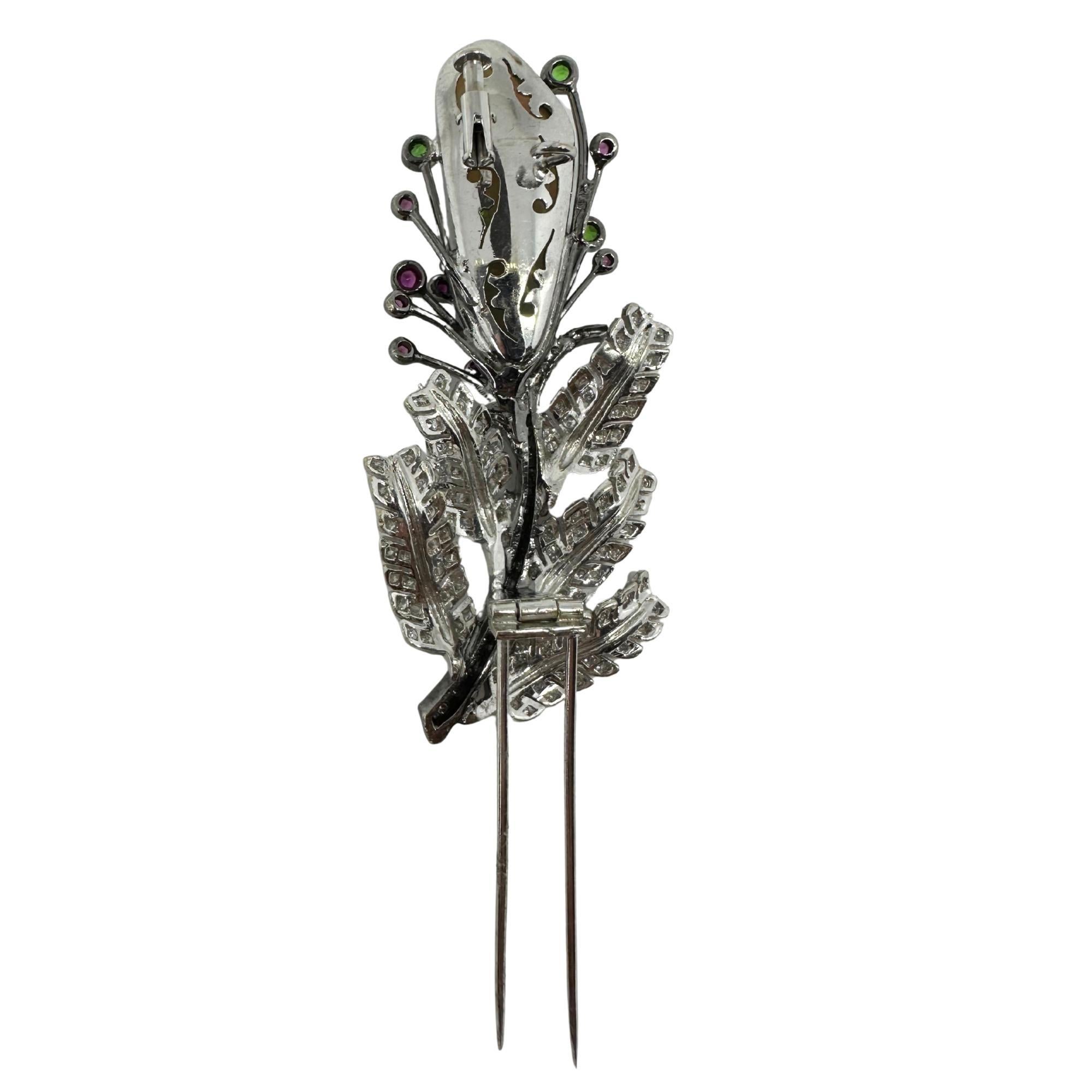 18K Diamant, Multi Saphir und Opal Brosche im Angebot 1